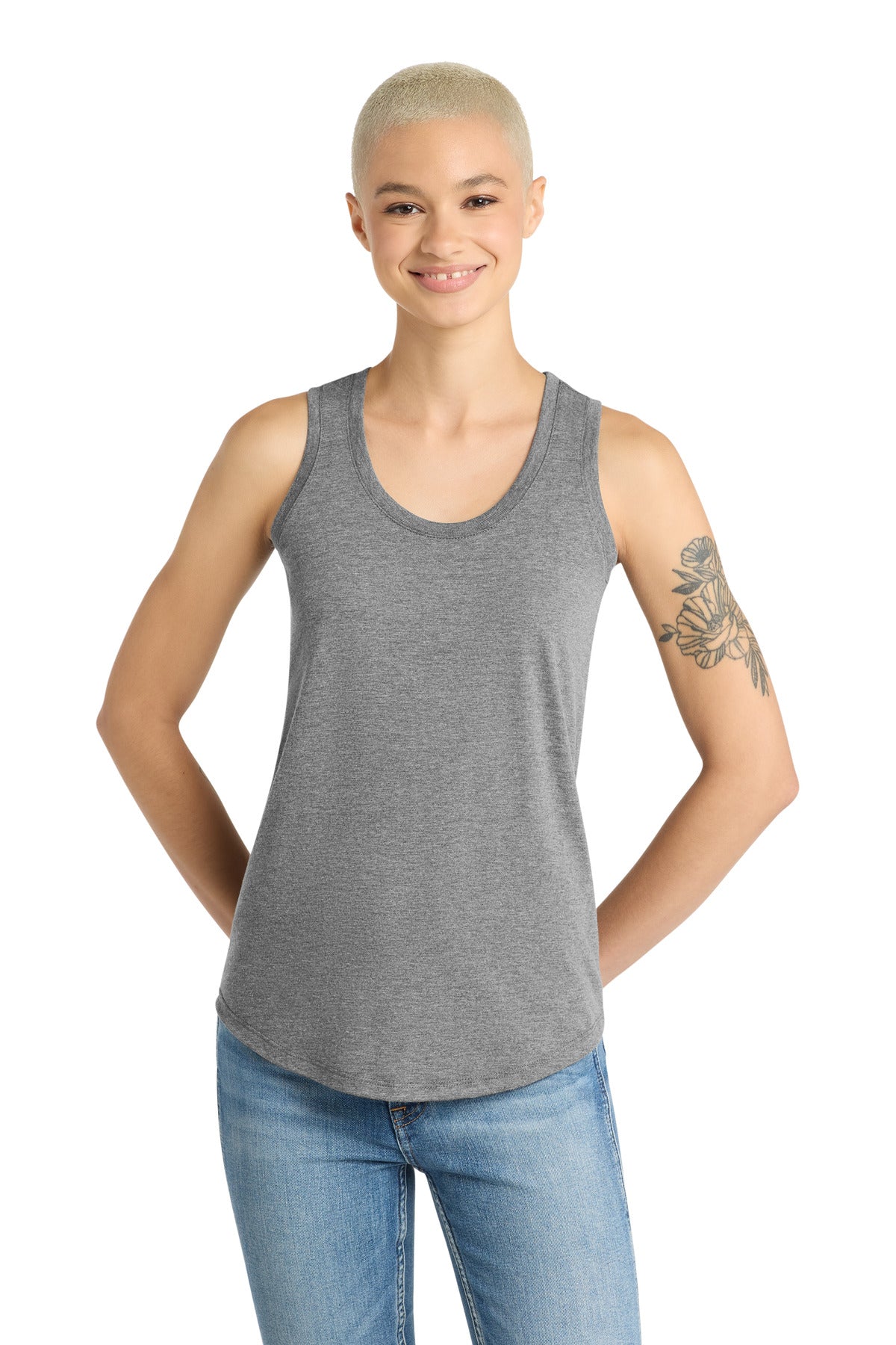 Custom Grey Frost Women's Perfect Tri Racerback Tank DM138L, personalized by SanCanDo Swag in Argyle, TX