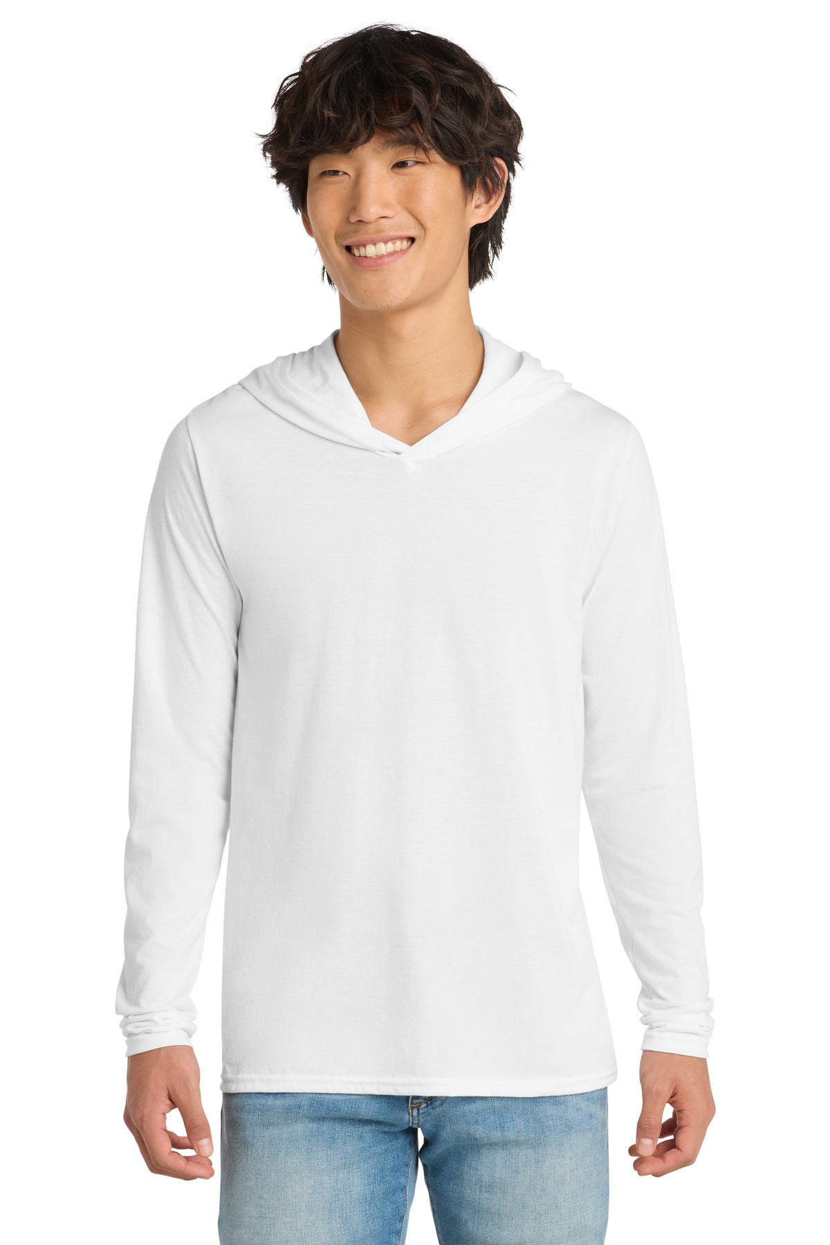 Custom White Perfect Tri Long Sleeve Hoodie DM139, personalized by SanCanDo Swag in Argyle, TX
