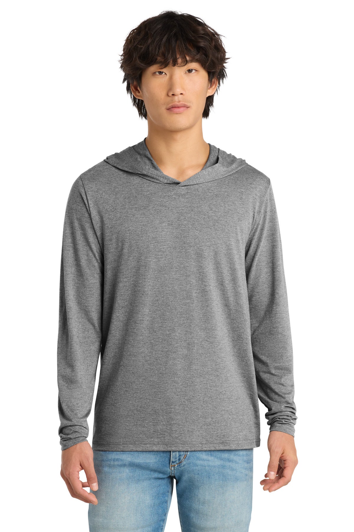Custom Grey Frost Perfect Tri Long Sleeve Hoodie DM139, personalized by SanCanDo Swag in Argyle, TX