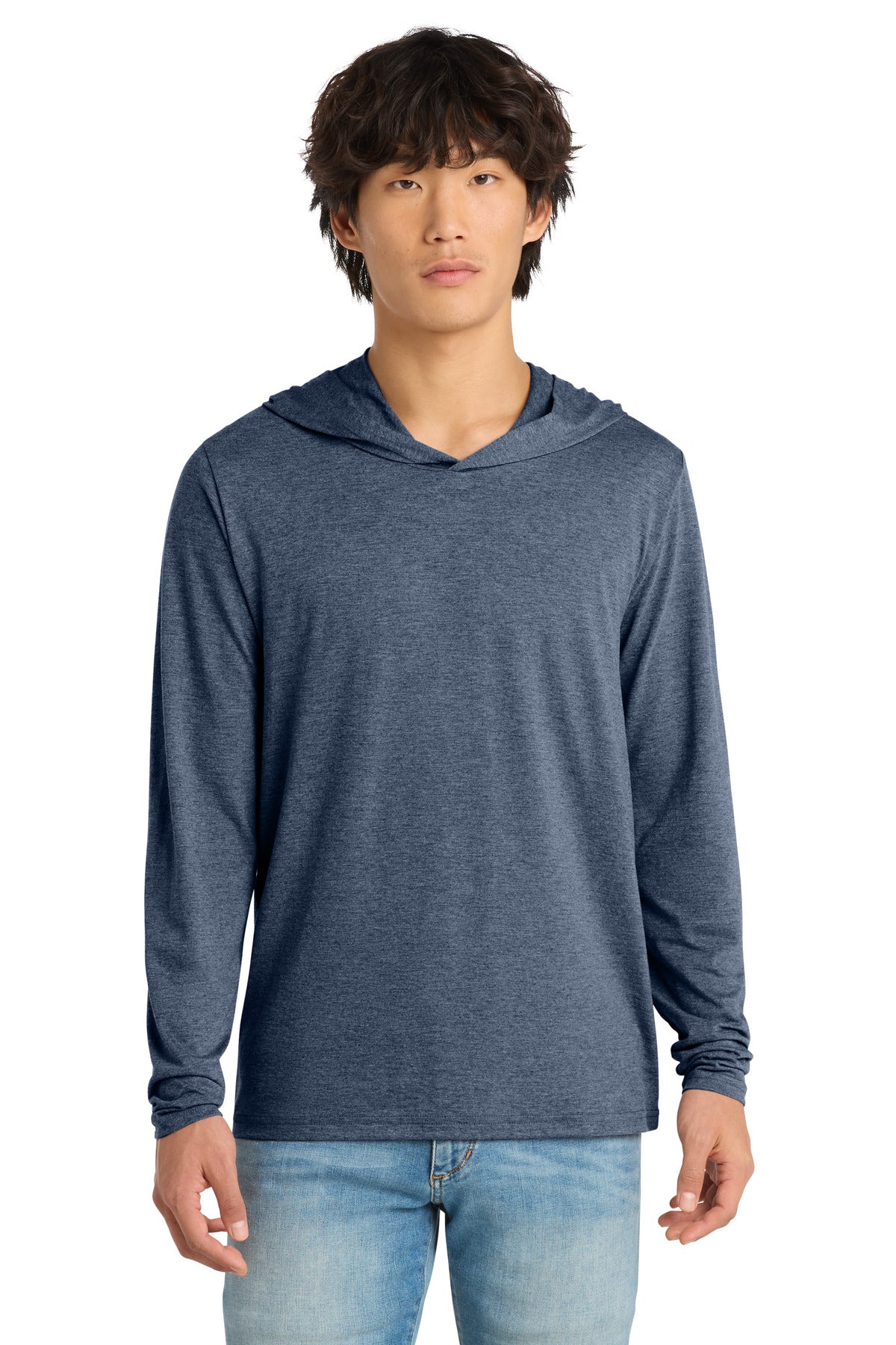 Custom Navy Frost Perfect Tri Long Sleeve Hoodie DM139, personalized by SanCanDo Swag in Argyle, TX