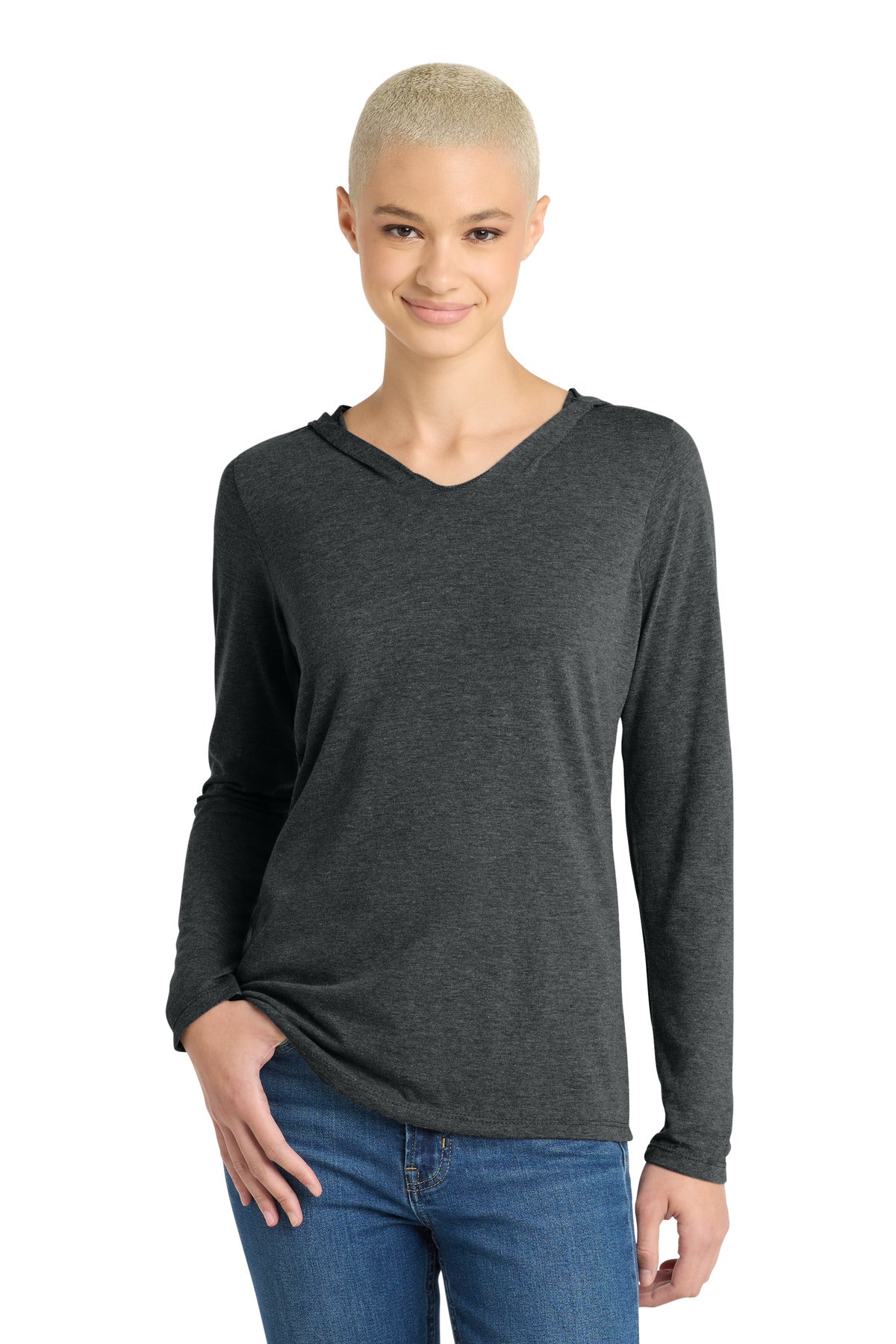 Custom Black Frost Women's Perfect Tri Long Sleeve Hoodie DM139L, personalized by SanCanDo Swag in Argyle, TX