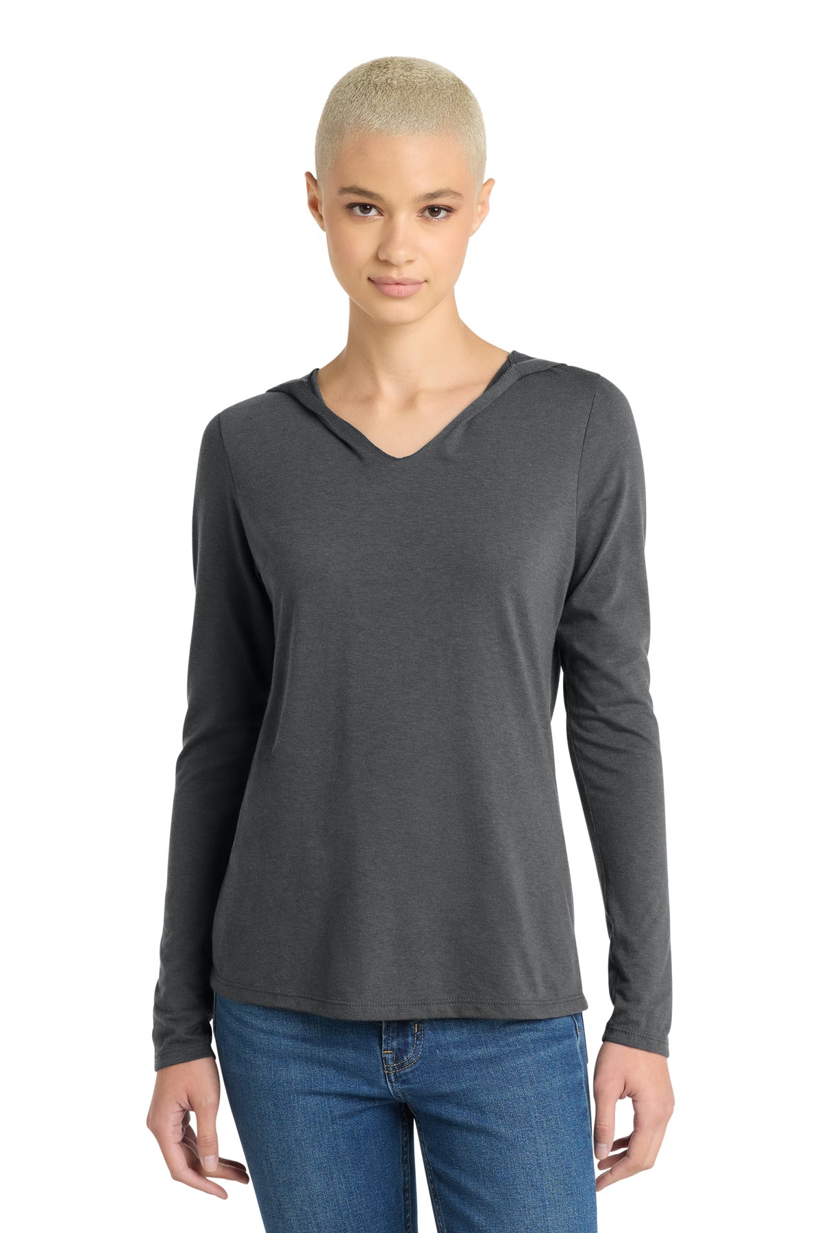 Custom Charcoal Women's Perfect Tri Long Sleeve Hoodie DM139L, personalized by SanCanDo Swag in Argyle, TX