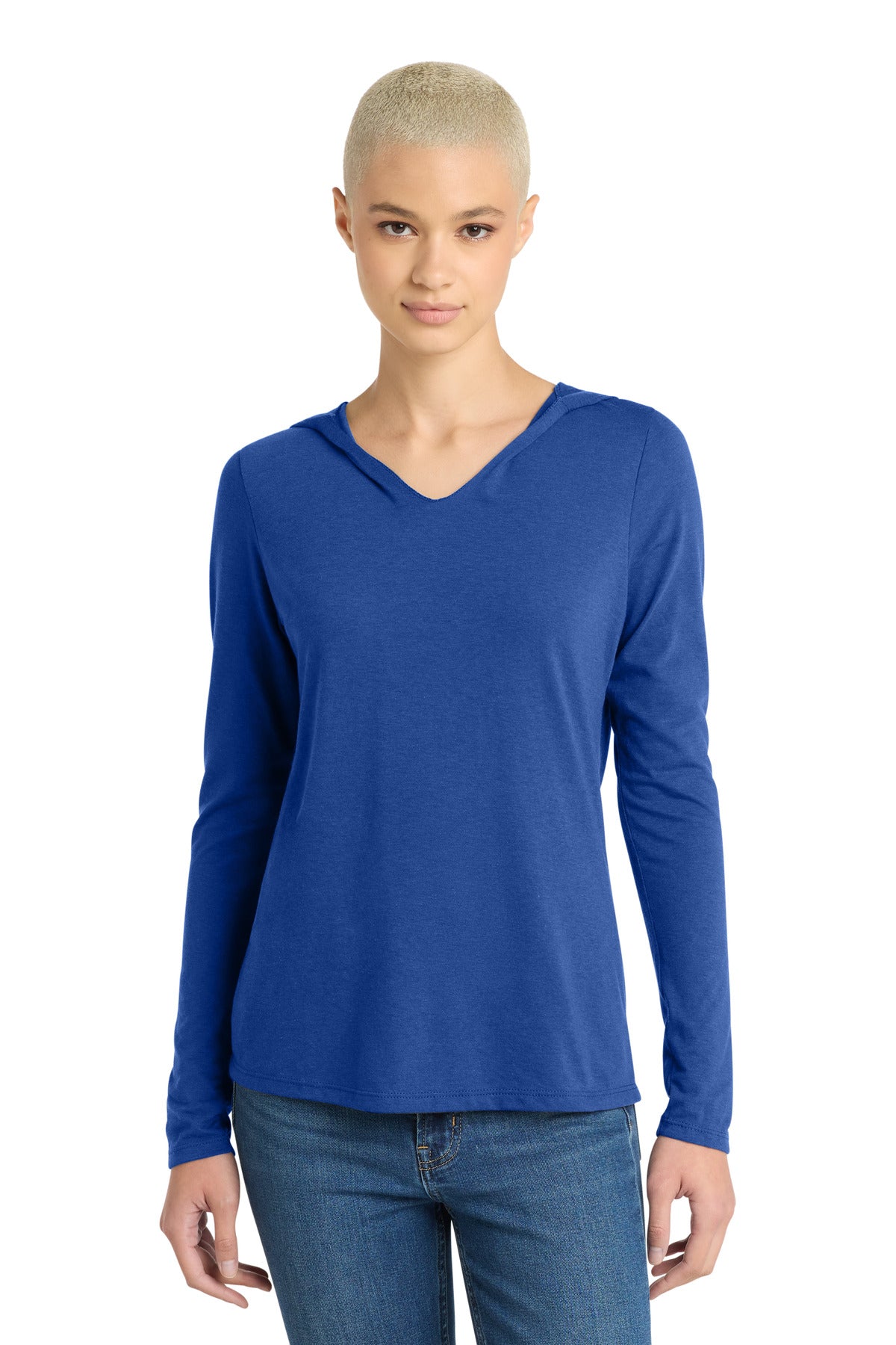 Custom Deep Royal Women's Perfect Tri Long Sleeve Hoodie DM139L, personalized by SanCanDo Swag in Argyle, TX