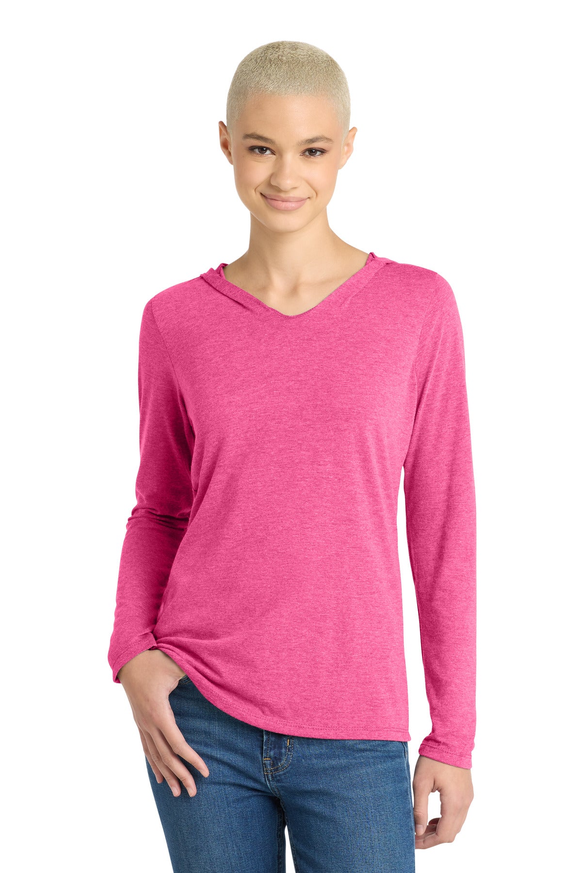 Custom Fuchsia Frost Women's Perfect Tri Long Sleeve Hoodie DM139L, personalized by SanCanDo Swag in Argyle, TX