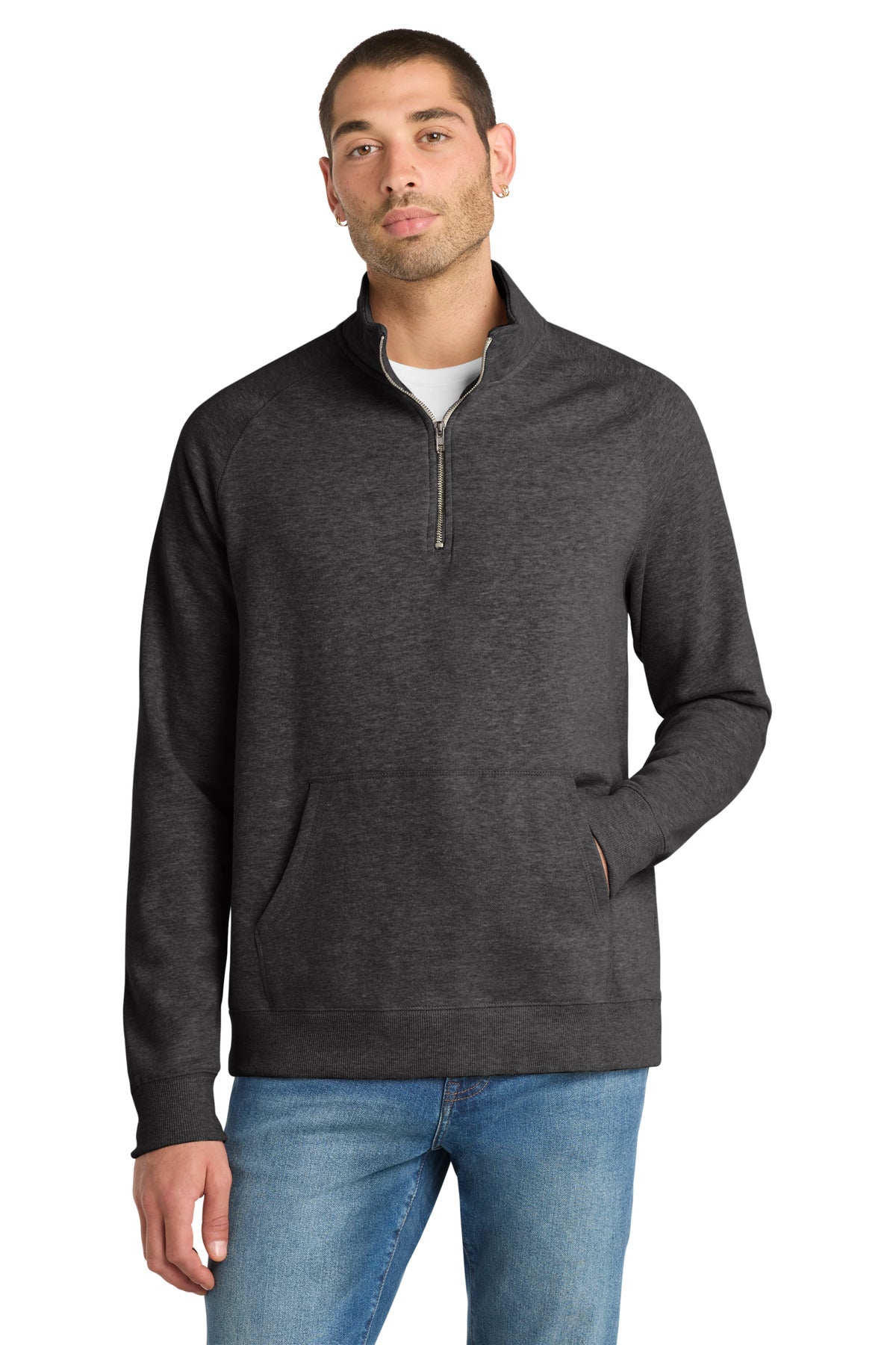 Custom Heathered Black Lightweight Fleece 1/4-Zip DM392, personalized by SanCanDo Swag in Argyle, TX