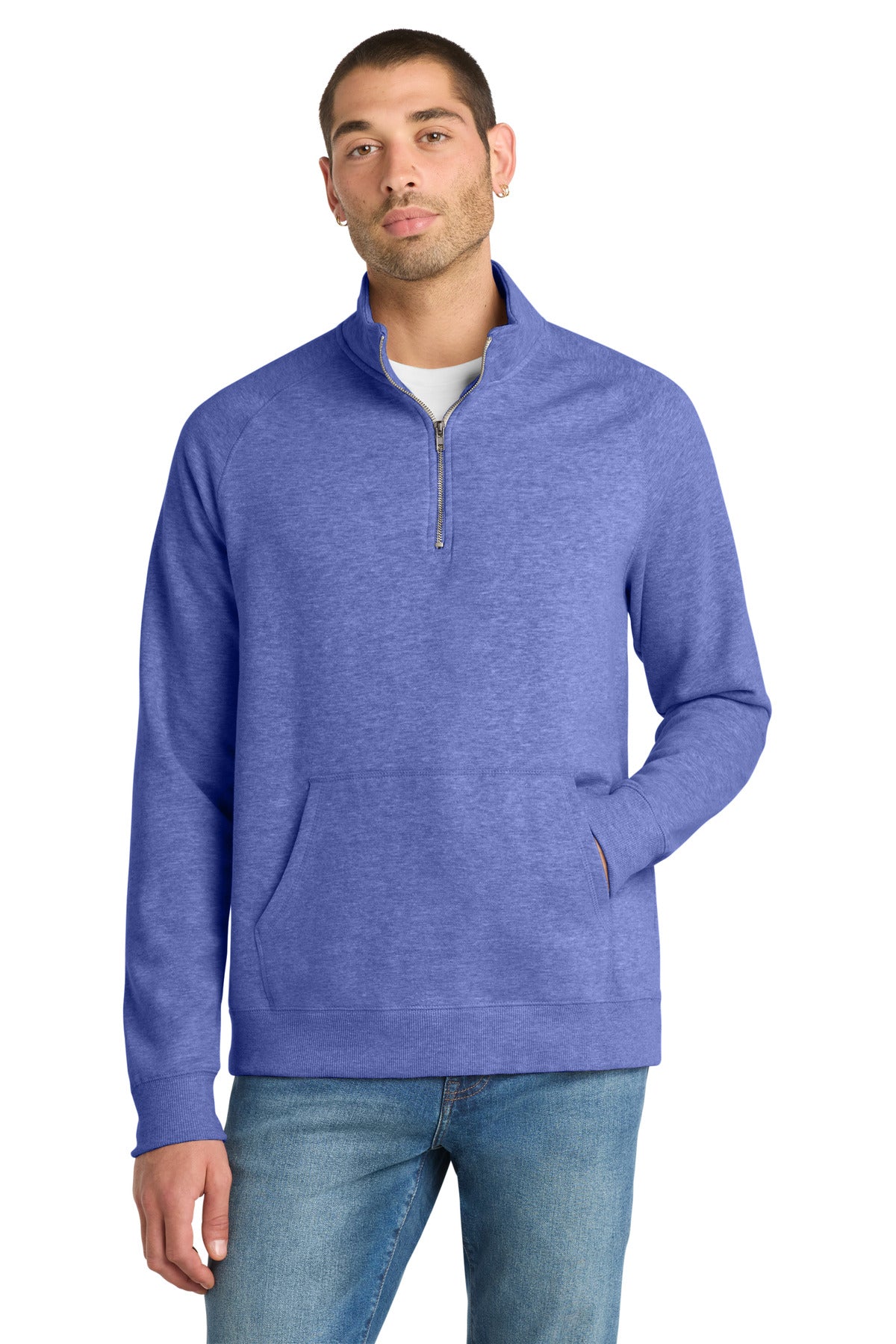 Custom Heathered Deep Royal Lightweight Fleece 1/4-Zip DM392, personalized by SanCanDo Swag in Argyle, TX