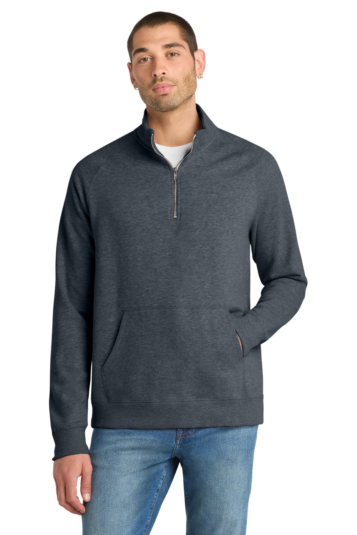 Custom Heathered Navy Lightweight Fleece 1/4-Zip DM392, personalized by SanCanDo Swag in Argyle, TX