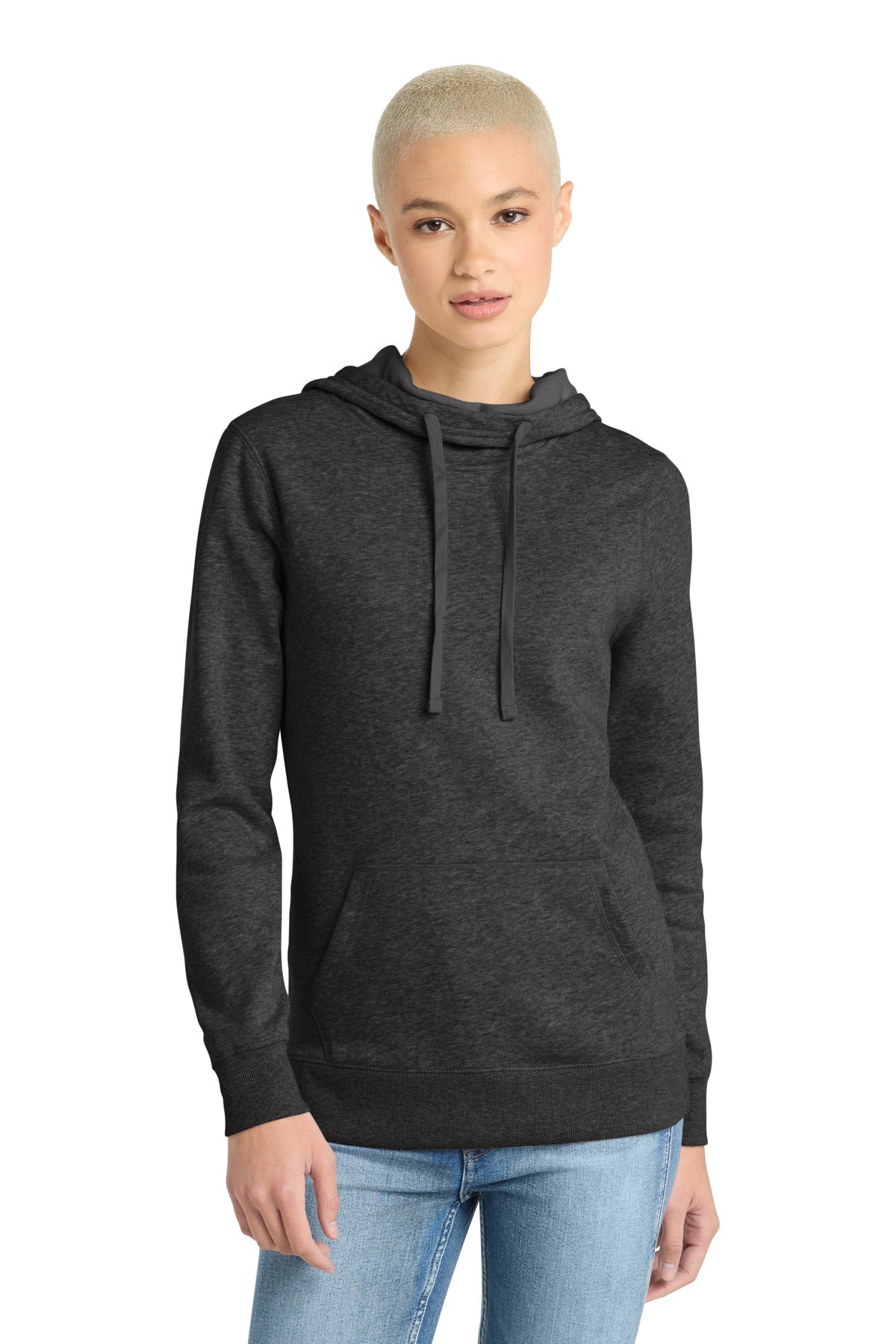 Custom Heathered Black Women's Lightweight Fleece Hoodie DM493, personalized by SanCanDo Swag in Argyle, TX