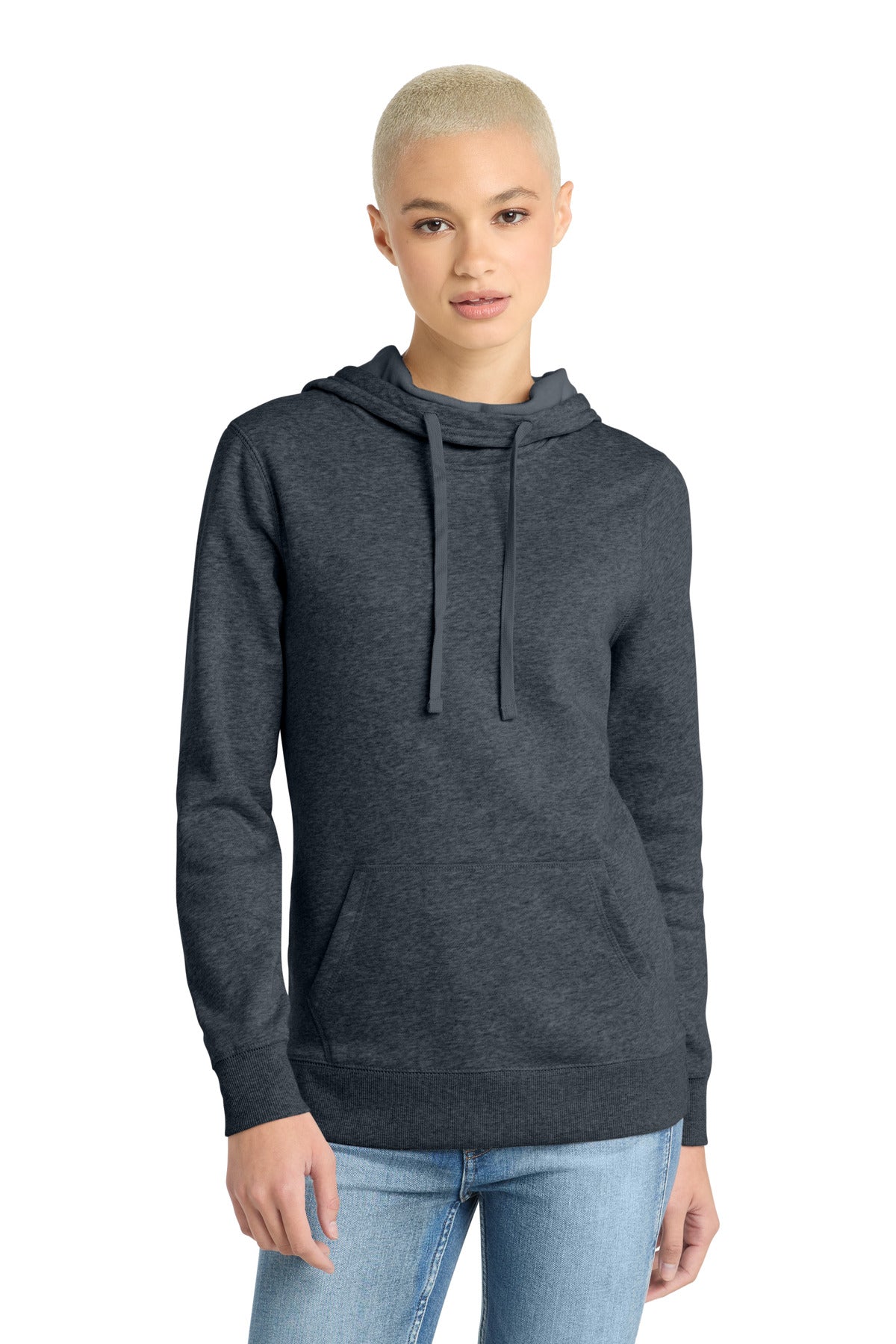 Custom Heathered Navy Women's Lightweight Fleece Hoodie DM493, personalized by SanCanDo Swag in Argyle, TX