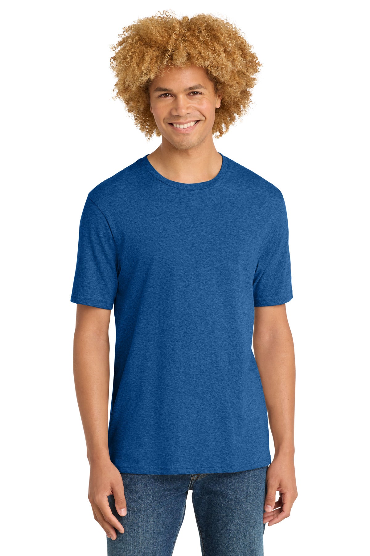 Custom Royal Blue Heather Perfect Weight Tee DT104, personalized by SanCanDo Swag in Argyle, TX