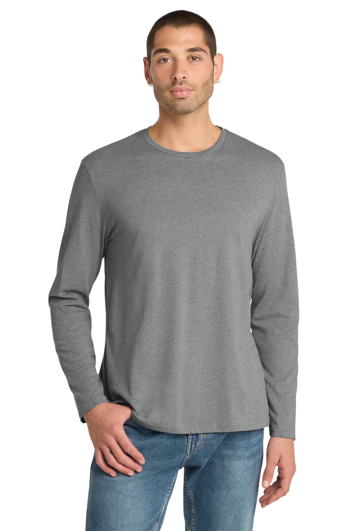 Custom Heathered Steel Perfect Weight Long Sleeve Tee DT105, personalized by SanCanDo Swag in Argyle, TX