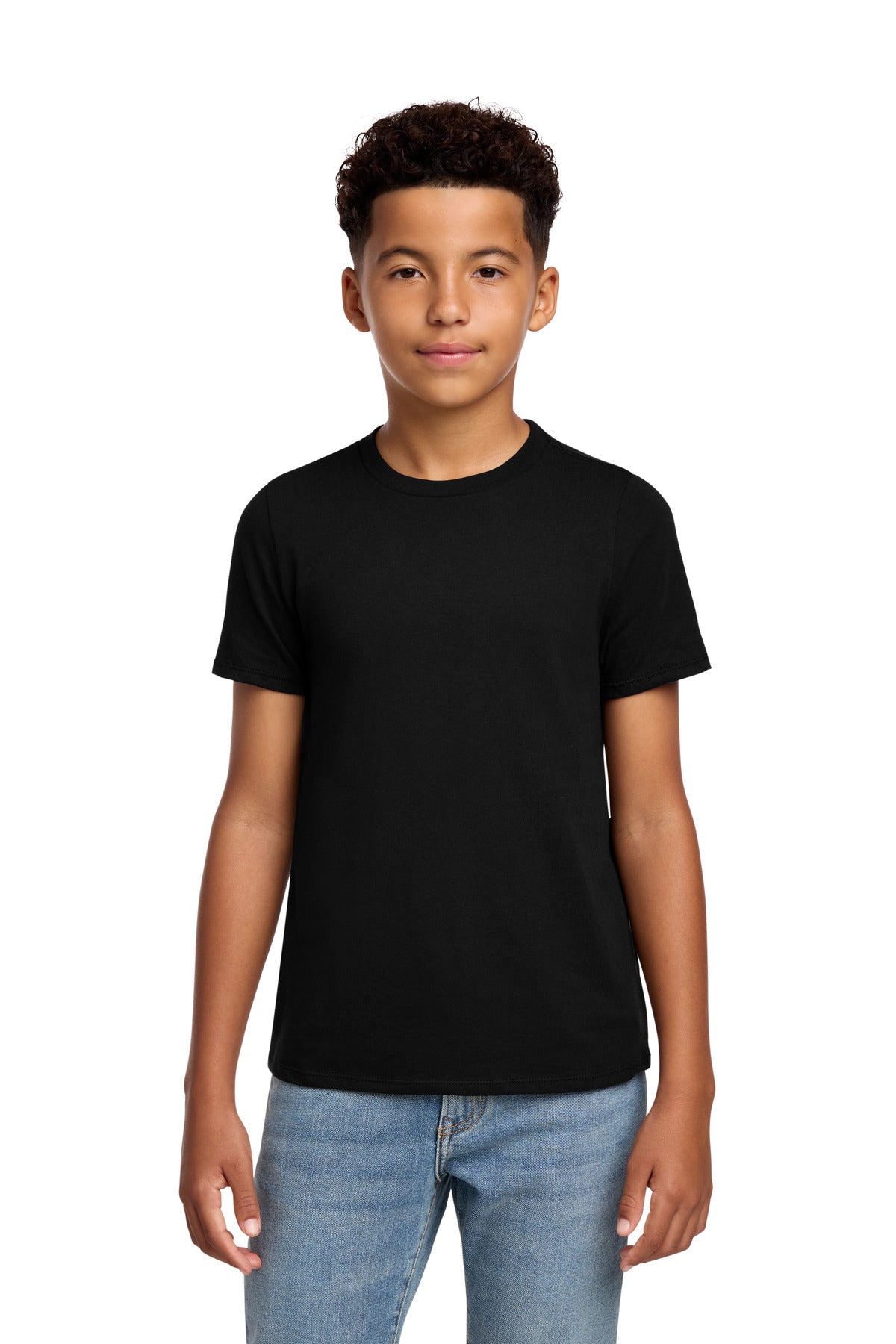 Custom Black Youth Perfect Blend CVC Tee DT108Y, personalized by SanCanDo Swag in Argyle, TX