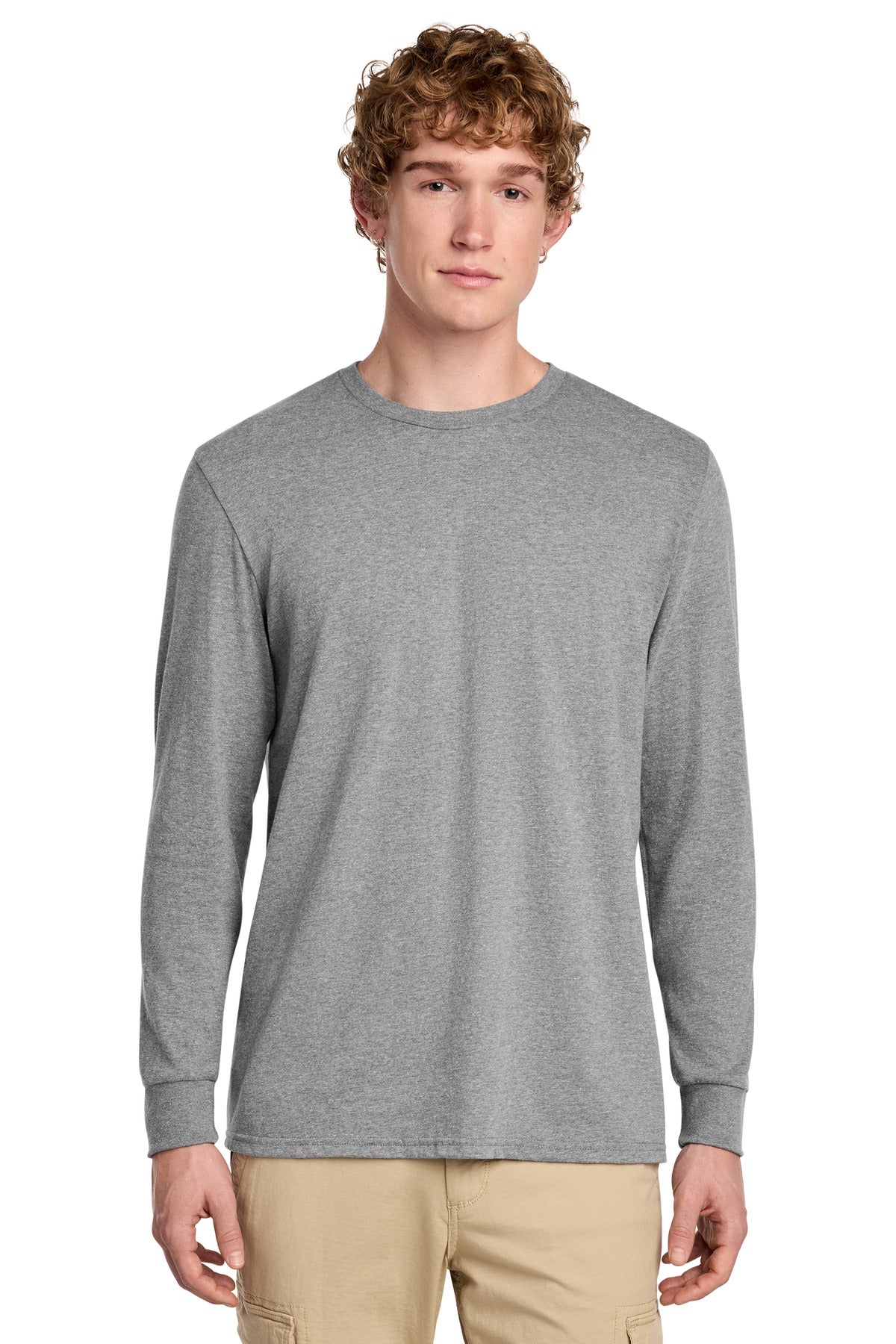 Custom Grey Frost Perfect Blend CVC Long Sleeve Tee DT109, personalized by SanCanDo Swag in Argyle, TX