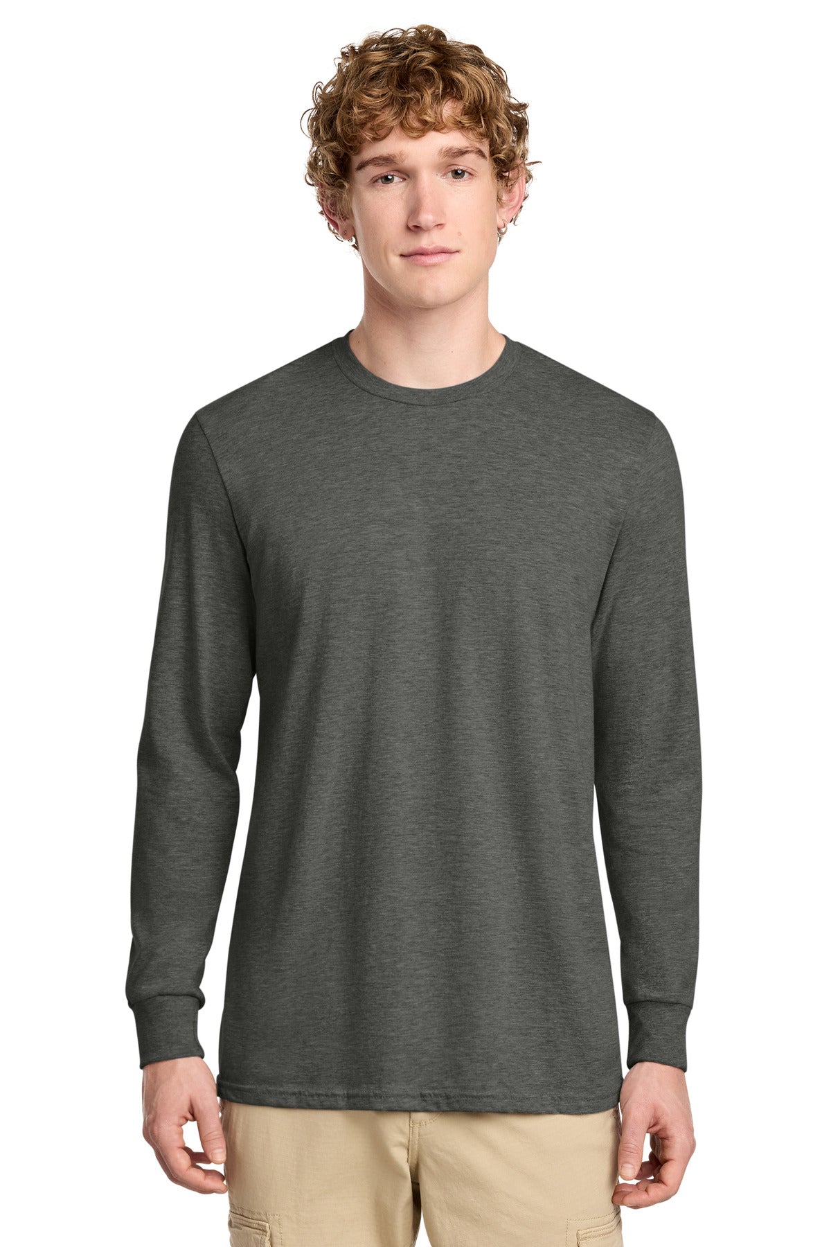 Custom Heathered Charcoal Perfect Blend CVC Long Sleeve Tee DT109, personalized by SanCanDo Swag in Argyle, TX