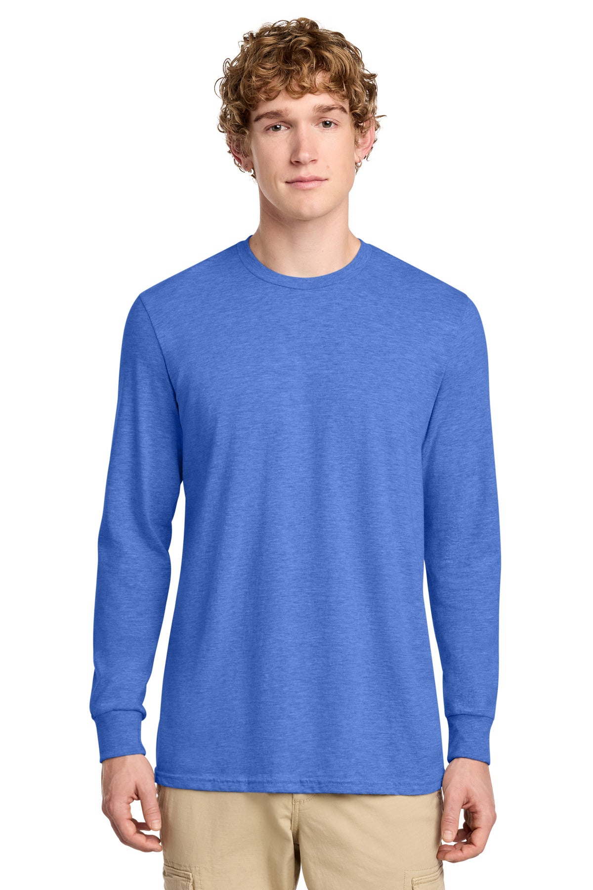 Custom Heathered Royal Perfect Blend CVC Long Sleeve Tee DT109, personalized by SanCanDo Swag in Argyle, TX
