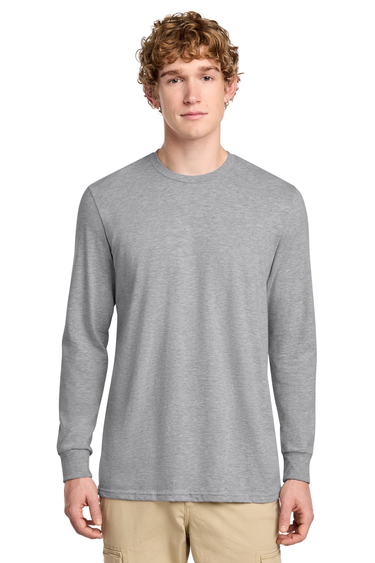 Custom Light Heather Grey Perfect Blend CVC Long Sleeve Tee DT109, personalized by SanCanDo Swag in Argyle, TX