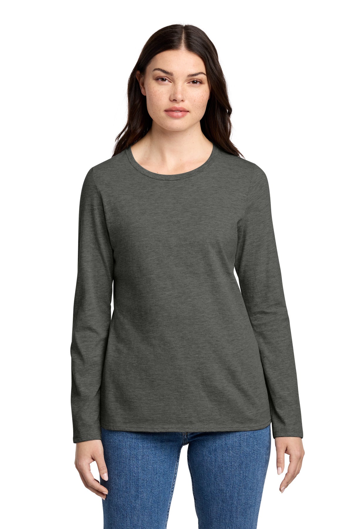 Custom Heathered Charcoal Perfect Blend CVC Long Sleeve Tee DT110, personalized by SanCanDo Swag in Argyle, TX