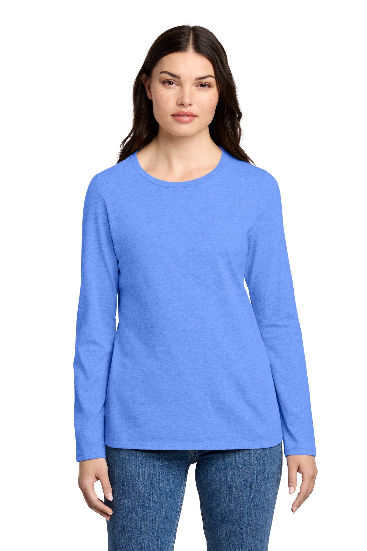 Custom Heathered Royal Perfect Blend CVC Long Sleeve Tee DT110, personalized by SanCanDo Swag in Argyle, TX