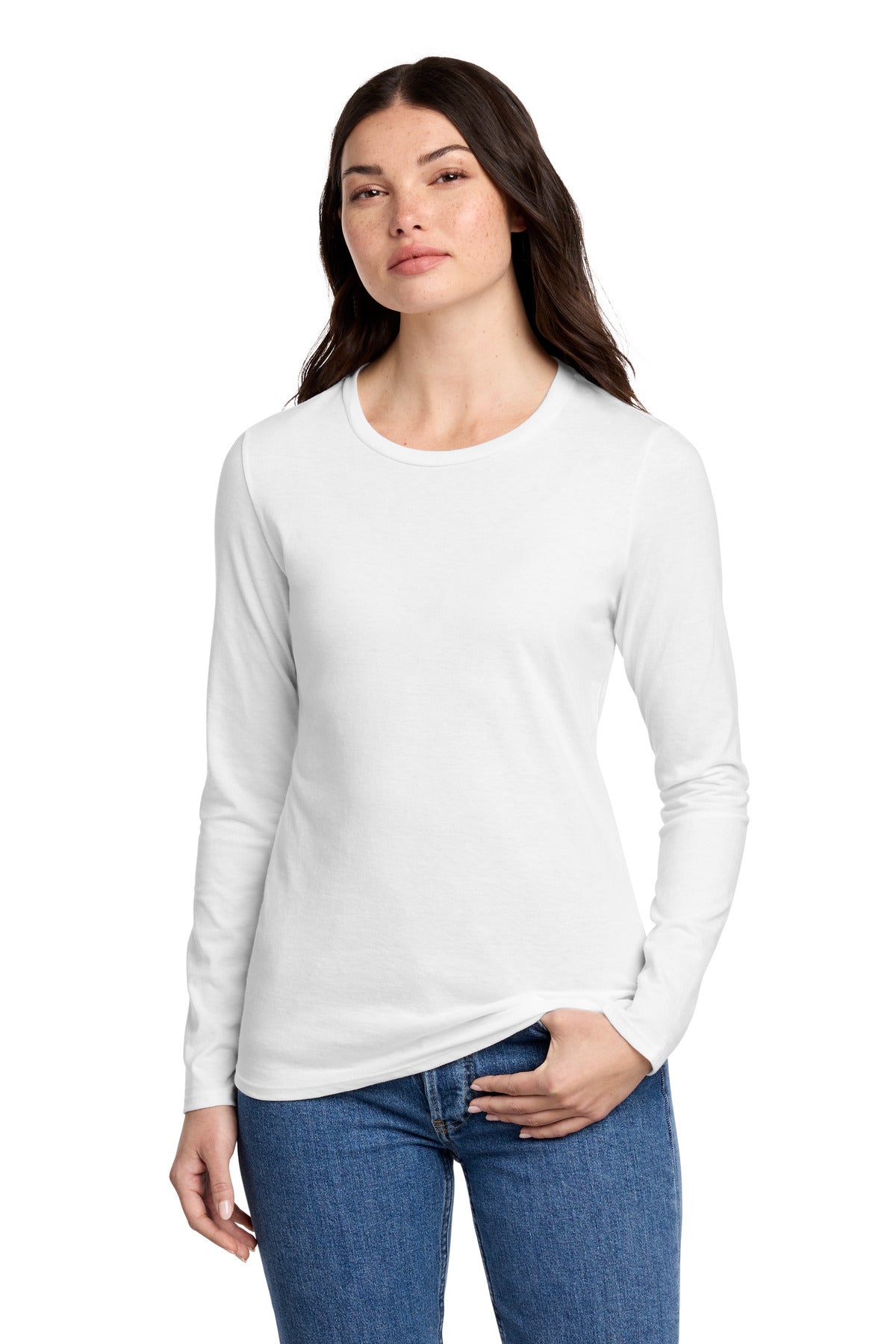 Custom White Perfect Blend CVC Long Sleeve Tee DT110, personalized by SanCanDo Swag in Argyle, TX