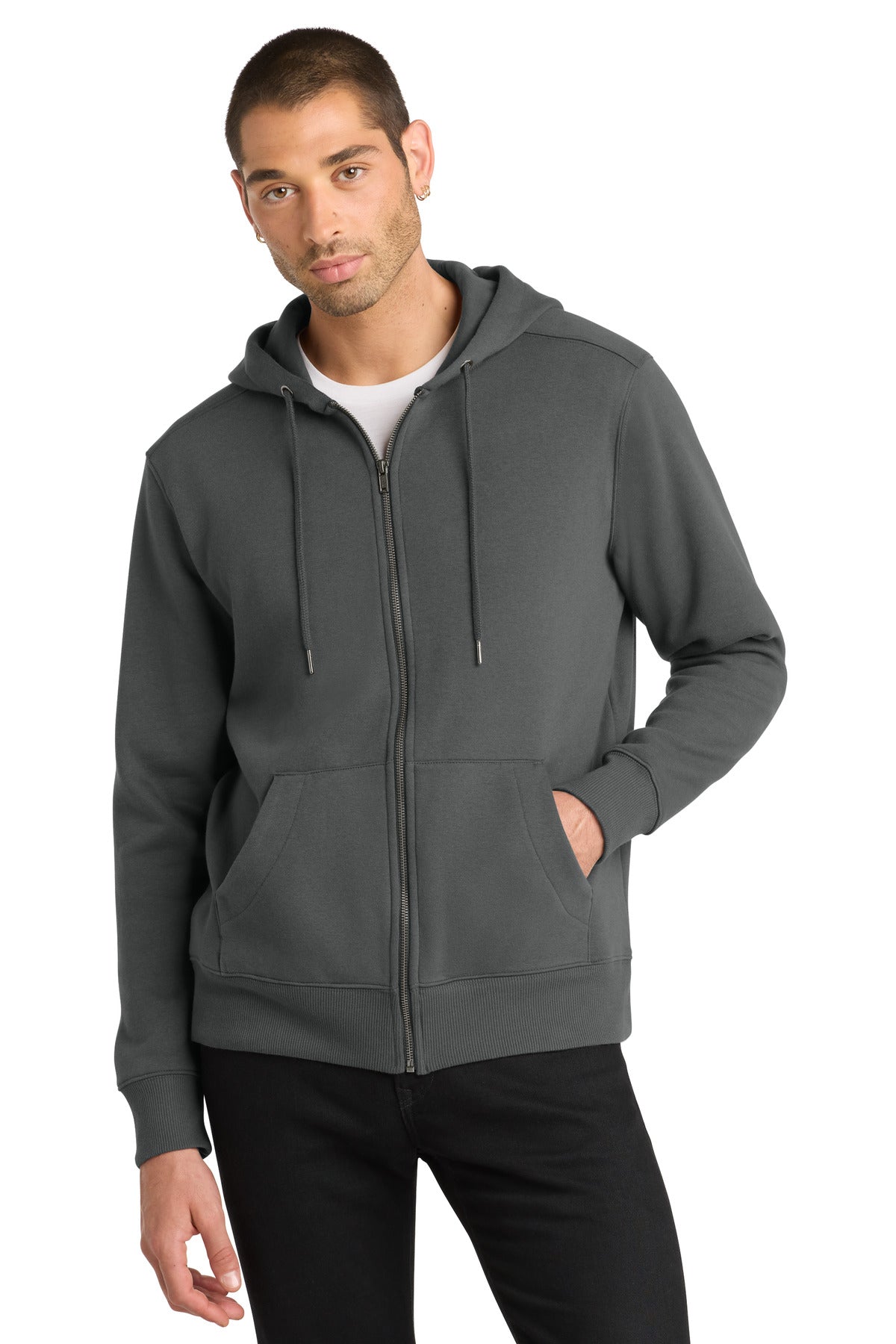 Custom Charcoal Perfect Weight Fleece Full-Zip Hoodie DT1103, personalized by SanCanDo Swag in Argyle, TX