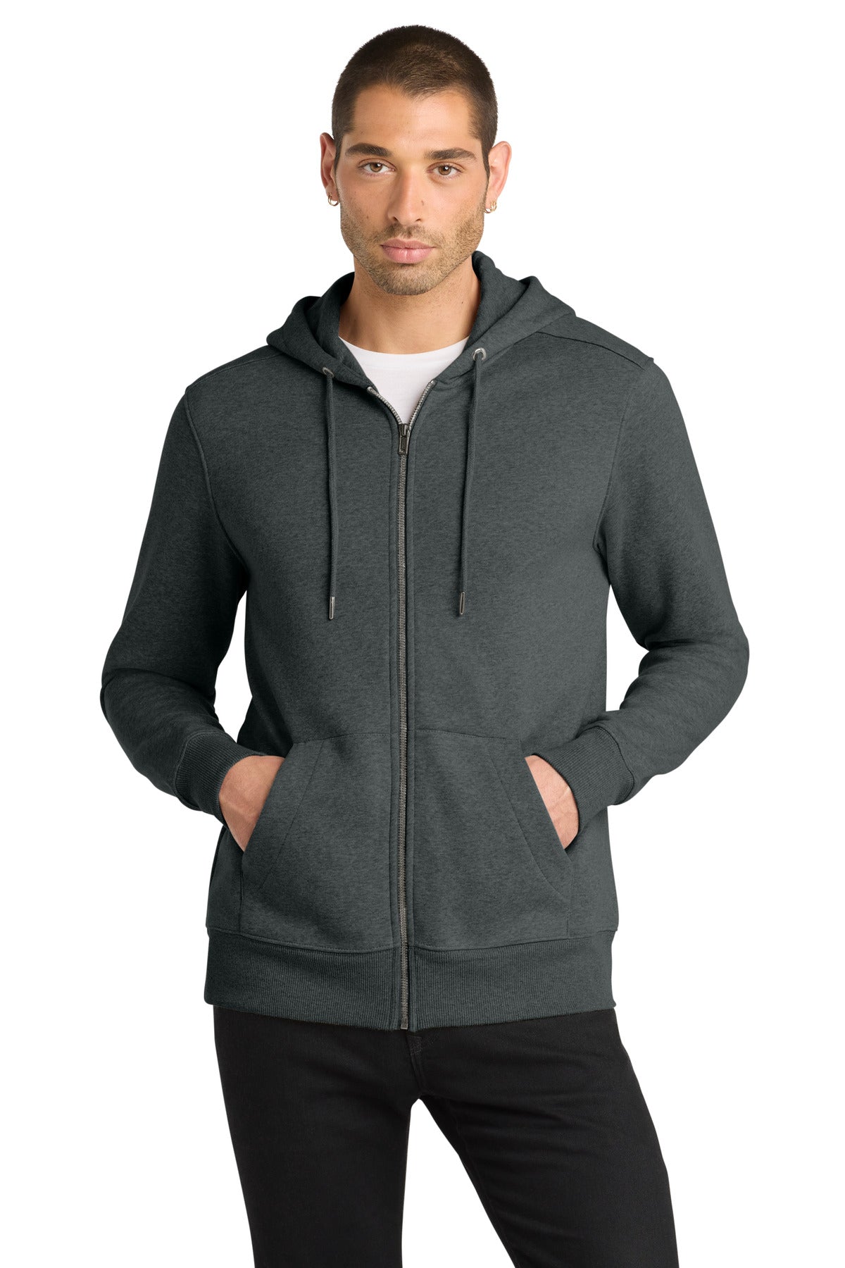 Custom Heathered Charcoal Perfect Weight Fleece Full-Zip Hoodie DT1103, personalized by SanCanDo Swag in Argyle, TX