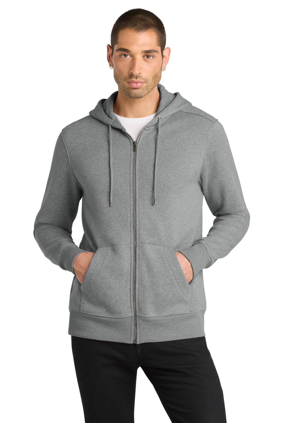 Custom Heathered Steel Perfect Weight Fleece Full-Zip Hoodie DT1103, personalized by SanCanDo Swag in Argyle, TX