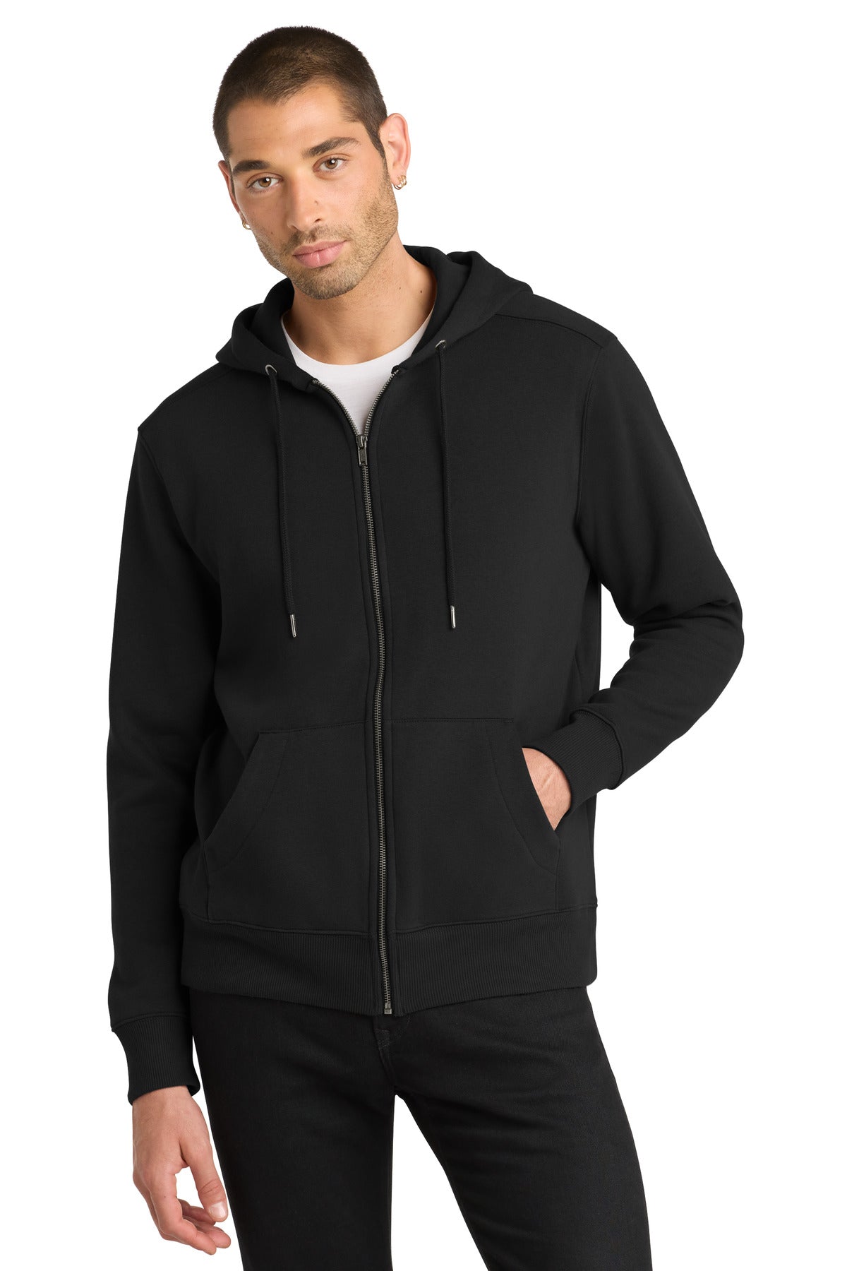 Custom Jet Black Perfect Weight Fleece Full-Zip Hoodie DT1103, personalized by SanCanDo Swag in Argyle, TX