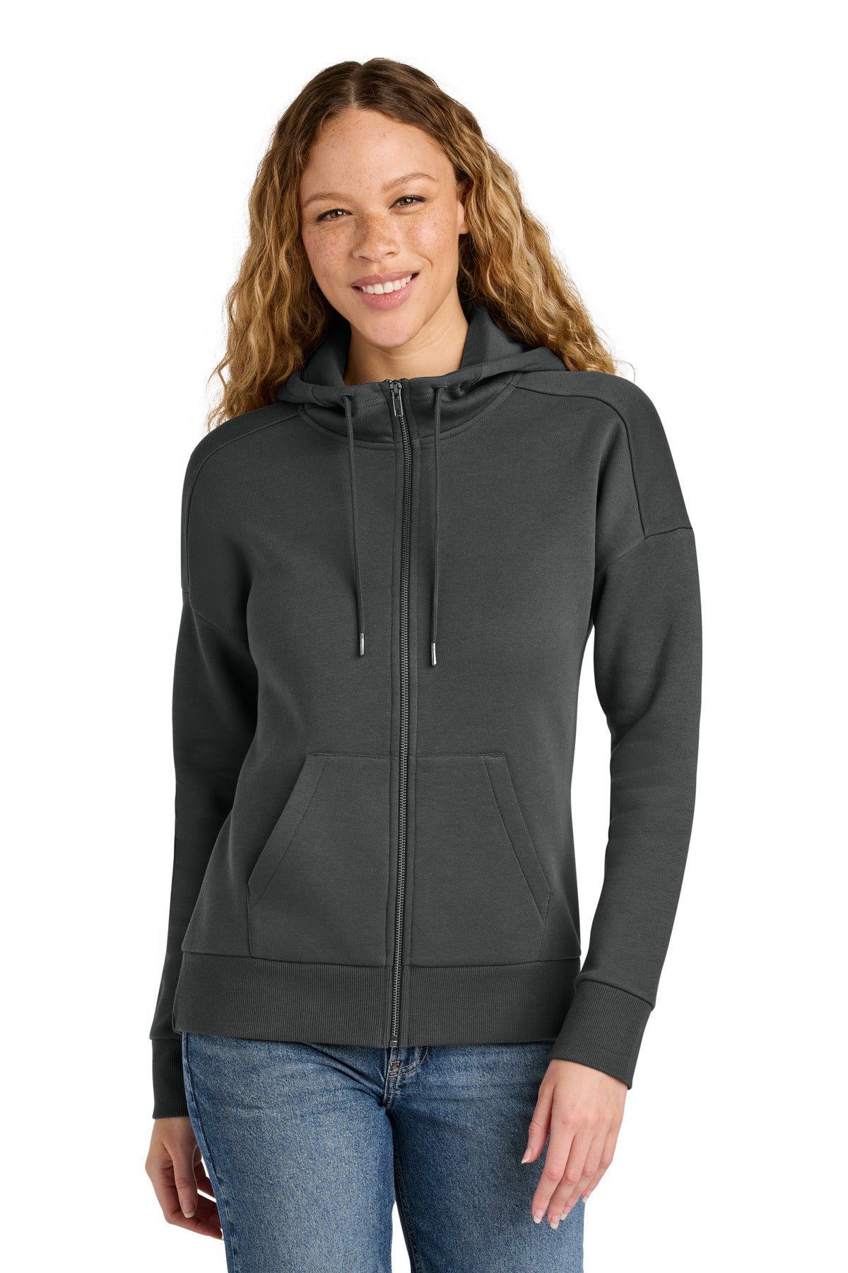 Custom Charcoal Drop Shoulder Full-Zip Hoodie DT1104, personalized by SanCanDo Swag in Argyle, TX