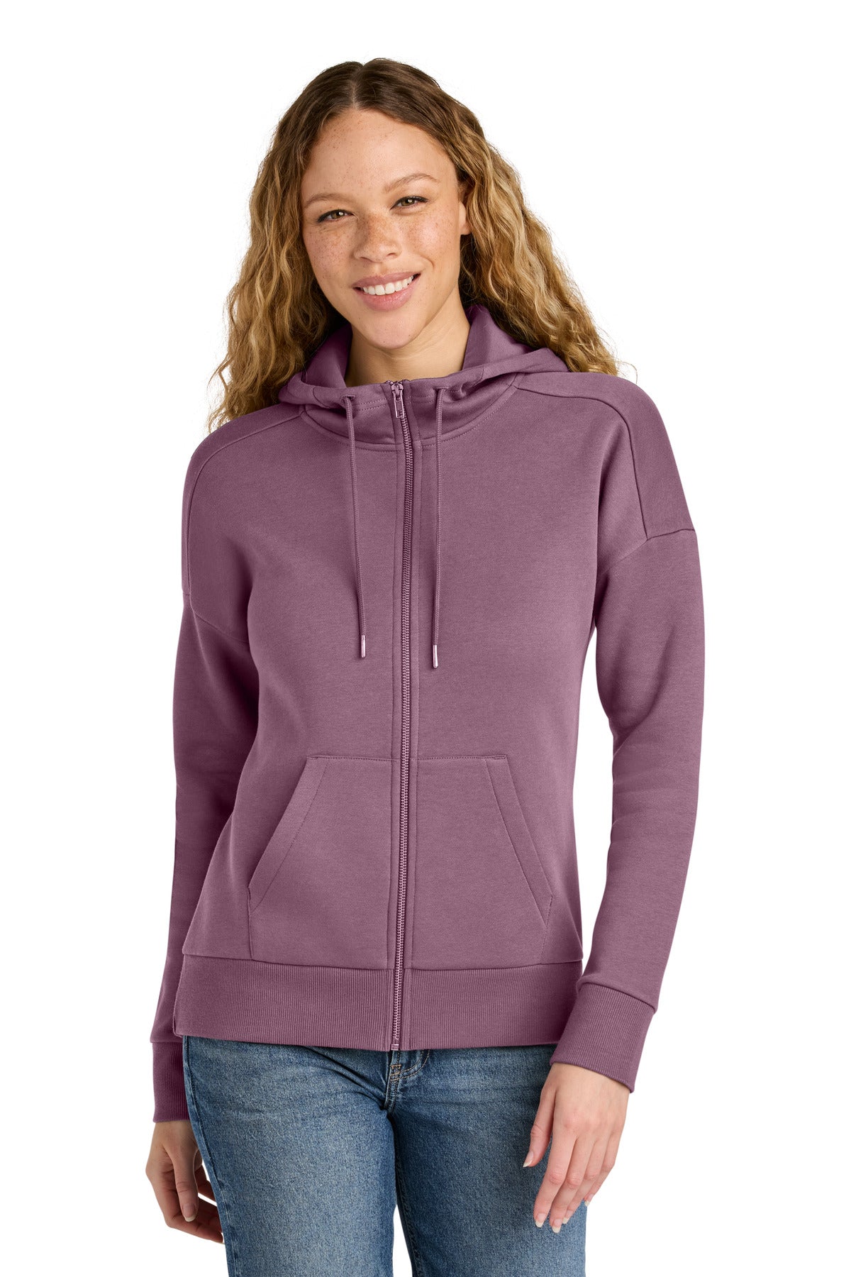 Custom Orchid Haze Drop Shoulder Full-Zip Hoodie DT1104, personalized by SanCanDo Swag in Argyle, TX