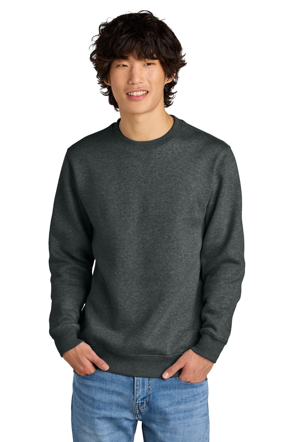 Custom Heathered Charcoal Perfect Weight Fleece Crew DT1106, personalized by SanCanDo Swag in Argyle, TX