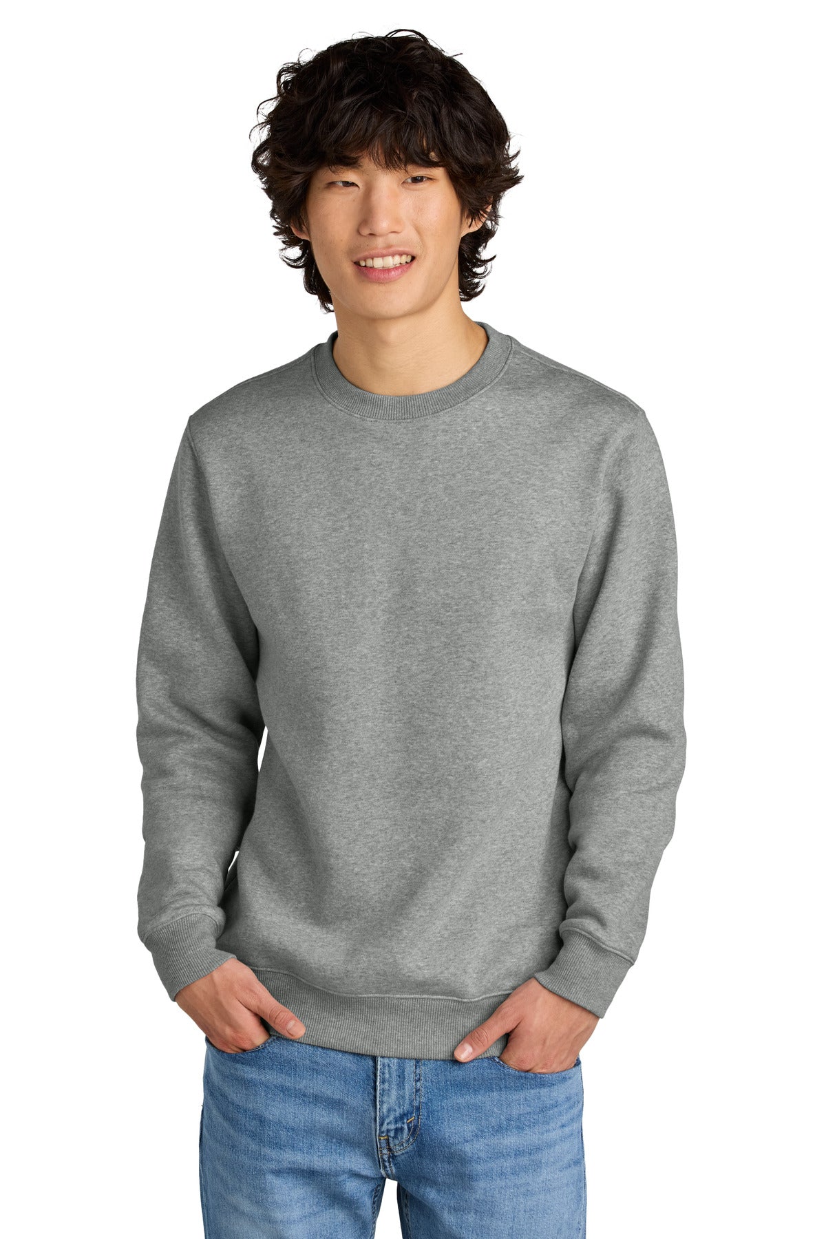 Custom Heathered Steel Perfect Weight Fleece Crew DT1106, personalized by SanCanDo Swag in Argyle, TX