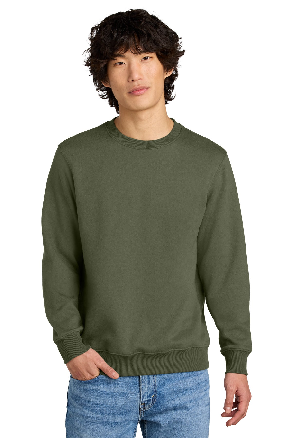 Custom Military Green Perfect Weight Fleece Crew DT1106, personalized by SanCanDo Swag in Argyle, TX