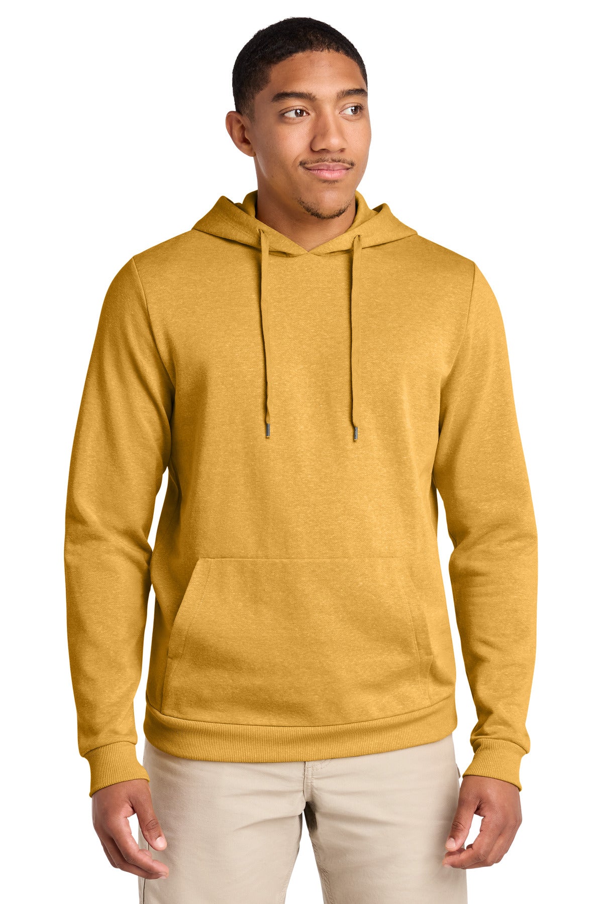 Custom Ochre Yellow Heather Perfect Tri Fleece Pullover Hoodie DT1300, personalized by SanCanDo Swag in Argyle, TX