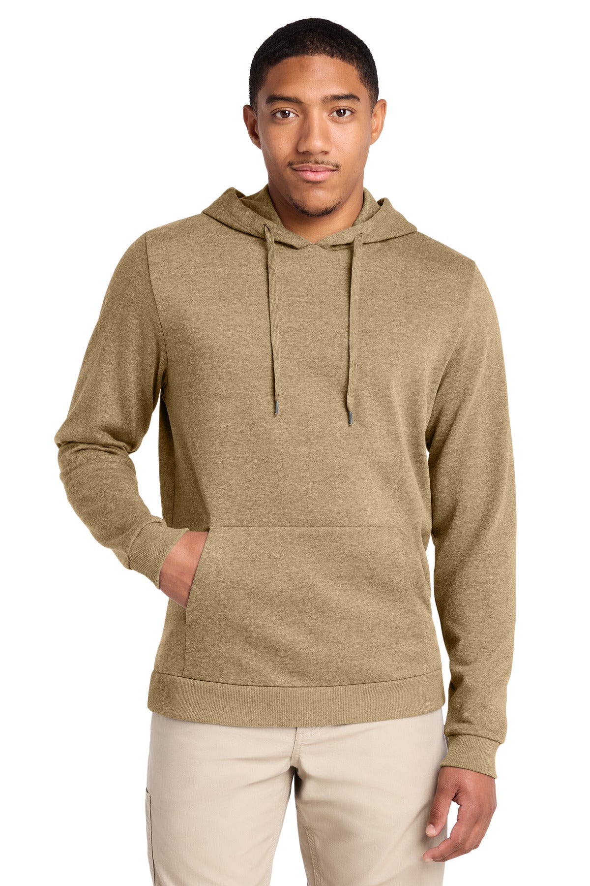 Custom Desert Tan Heather Perfect Tri Fleece Pullover Hoodie DT1300, personalized by SanCanDo Swag in Argyle, TX
