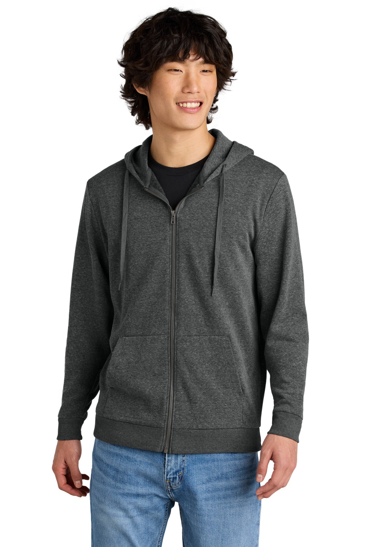 Custom Heathered Charcoal Perfect Tri Fleece Full-Zip Hoodie DT1302, personalized by SanCanDo Swag in Argyle, TX