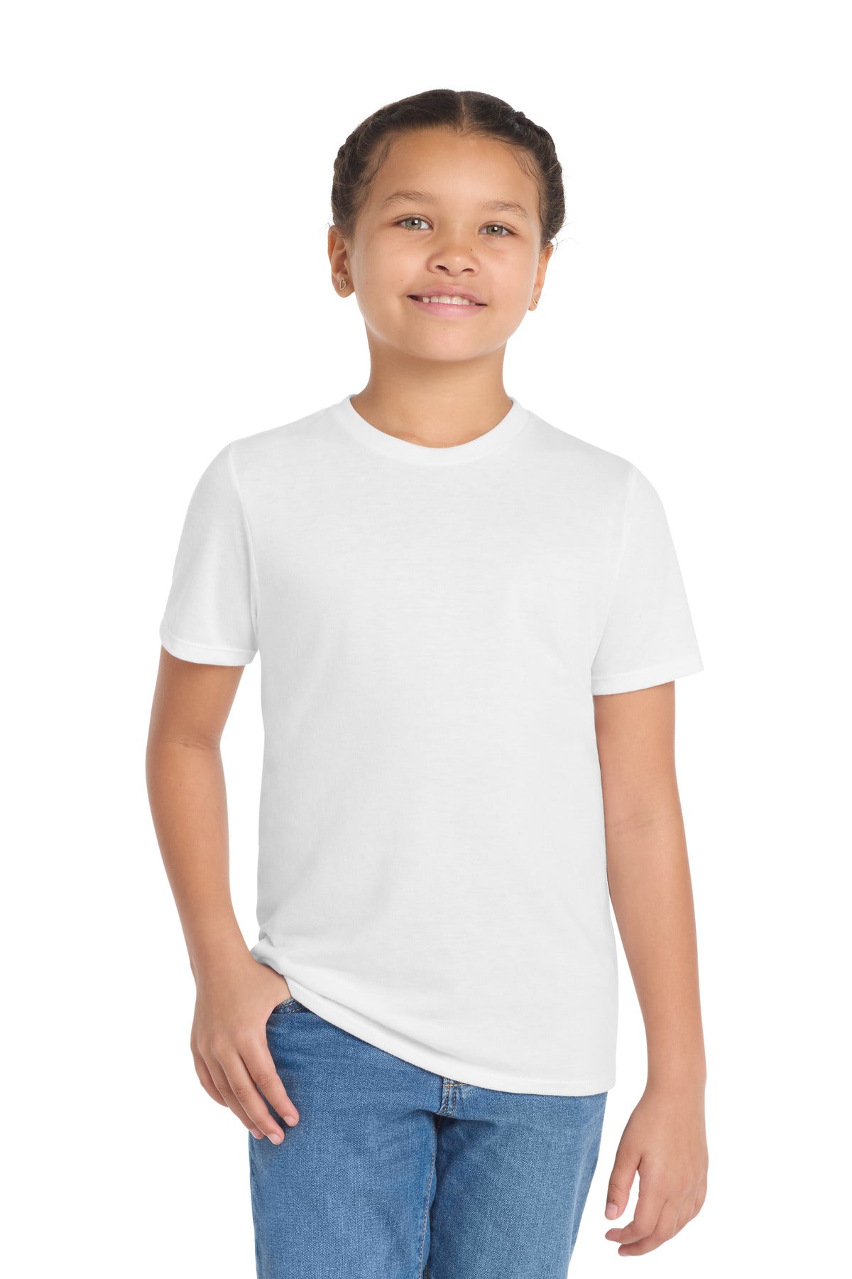 Custom White Youth Perfect Tri Tee DT130Y, personalized by SanCanDo Swag in Argyle, TX