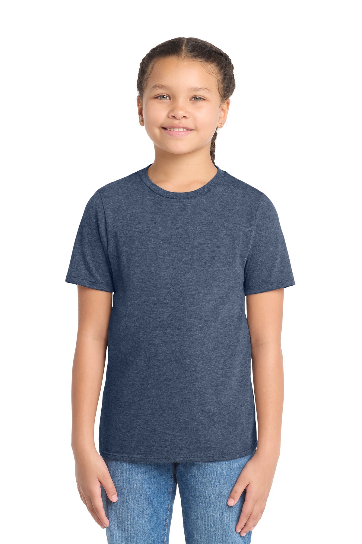 Custom Navy Frost Youth Perfect Tri Tee DT130Y, personalized by SanCanDo Swag in Argyle, TX