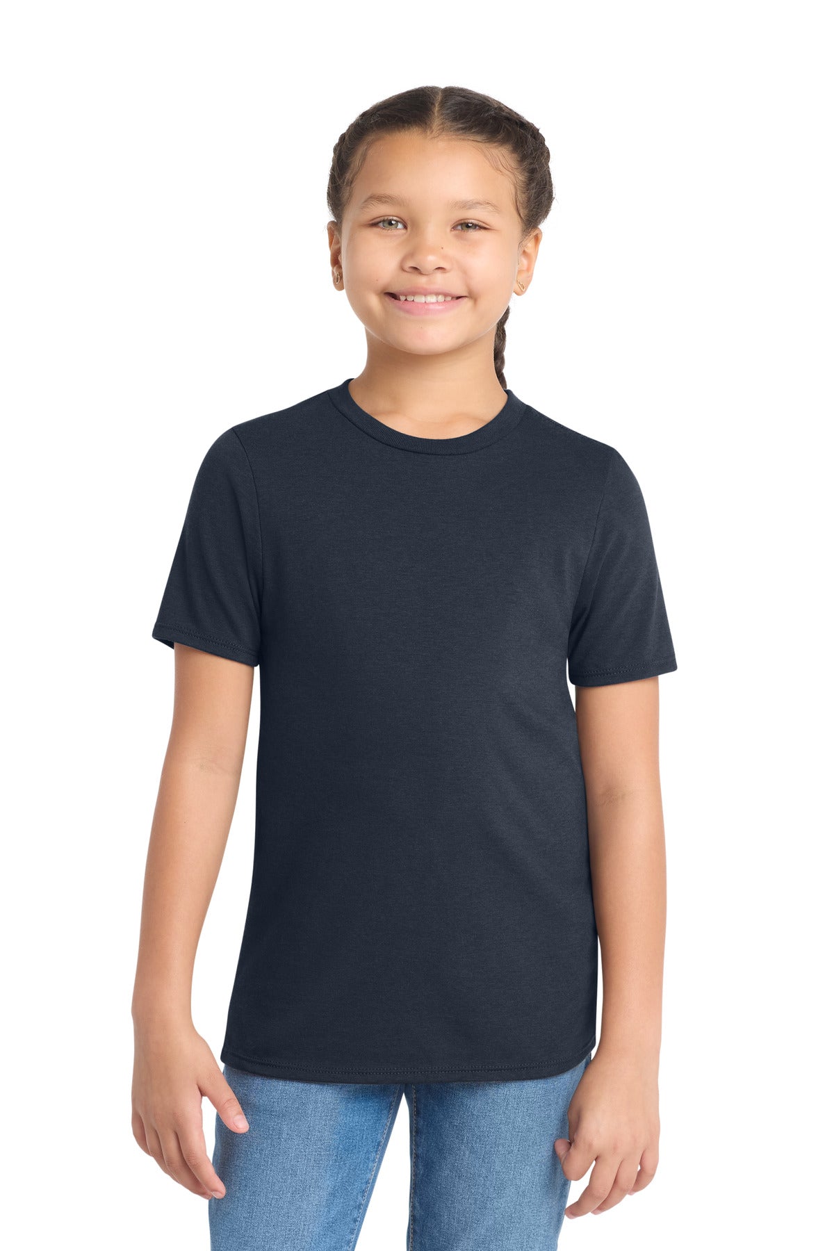 Custom New Navy Youth Perfect Tri Tee DT130Y, personalized by SanCanDo Swag in Argyle, TX