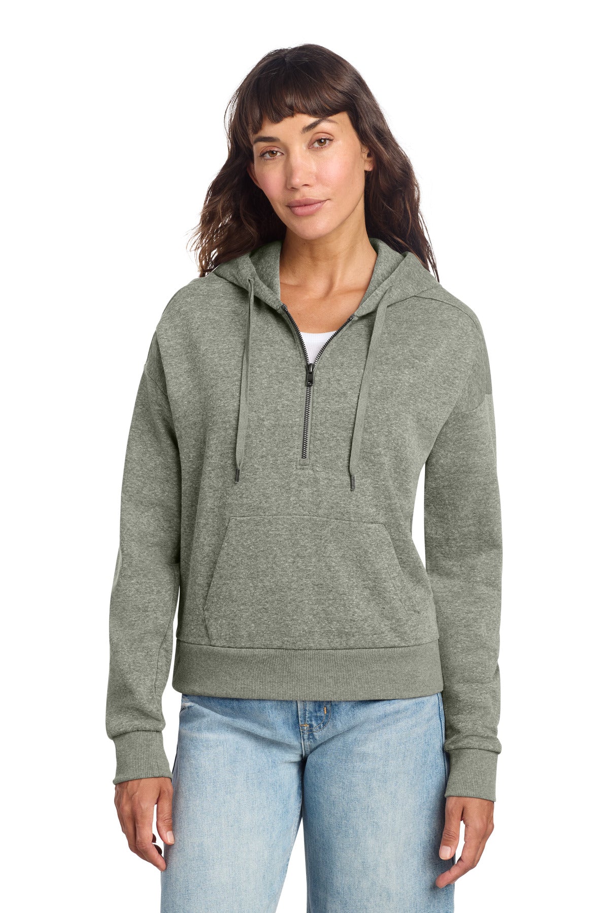 Custom Grey Frost Perfect Tri Fleece 1/2-Zip Pullover DT1311, personalized by SanCanDo Swag in Argyle, TX