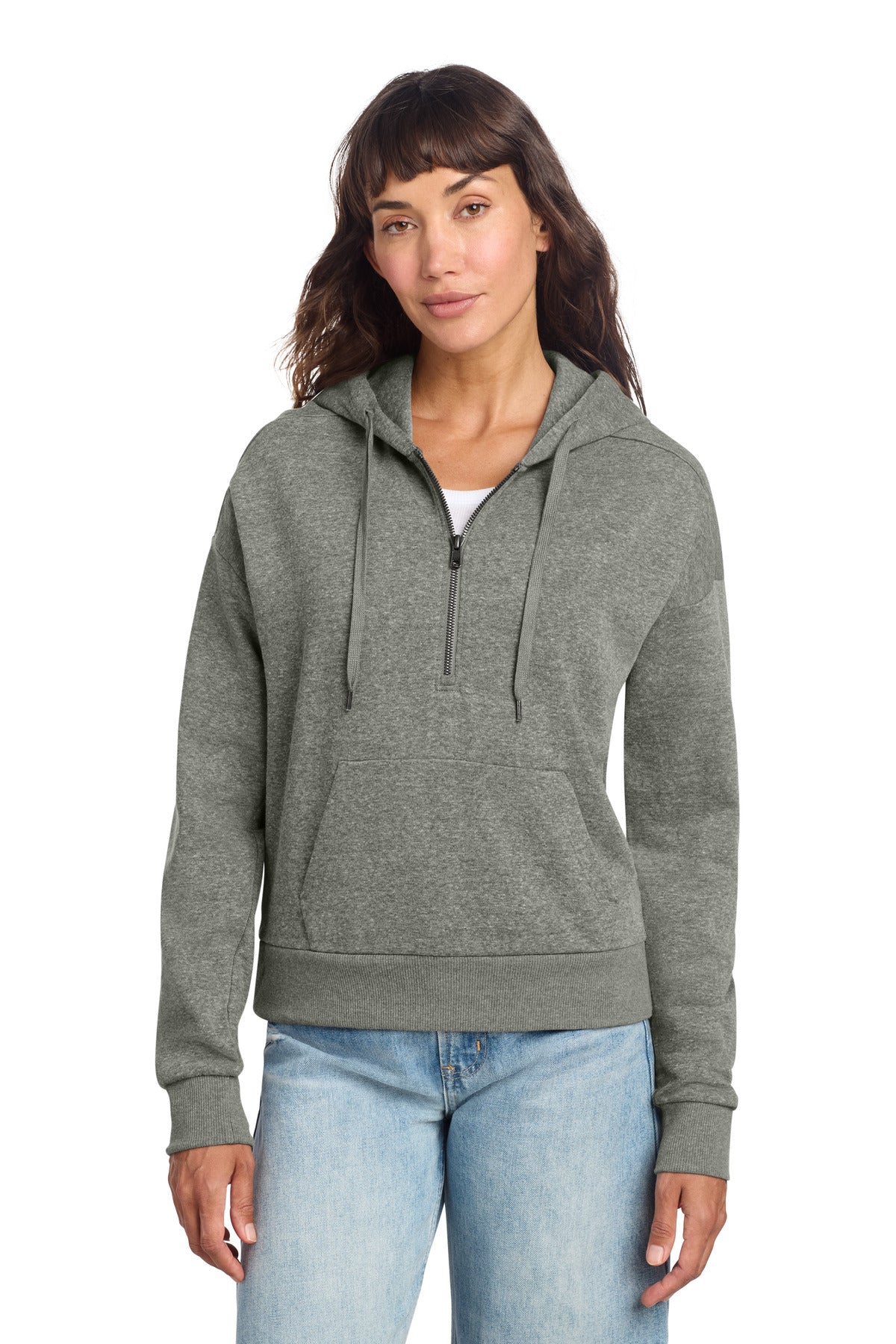 Custom Heathered Charcoal Perfect Tri Fleece 1/2-Zip Pullover DT1311, personalized by SanCanDo Swag in Argyle, TX