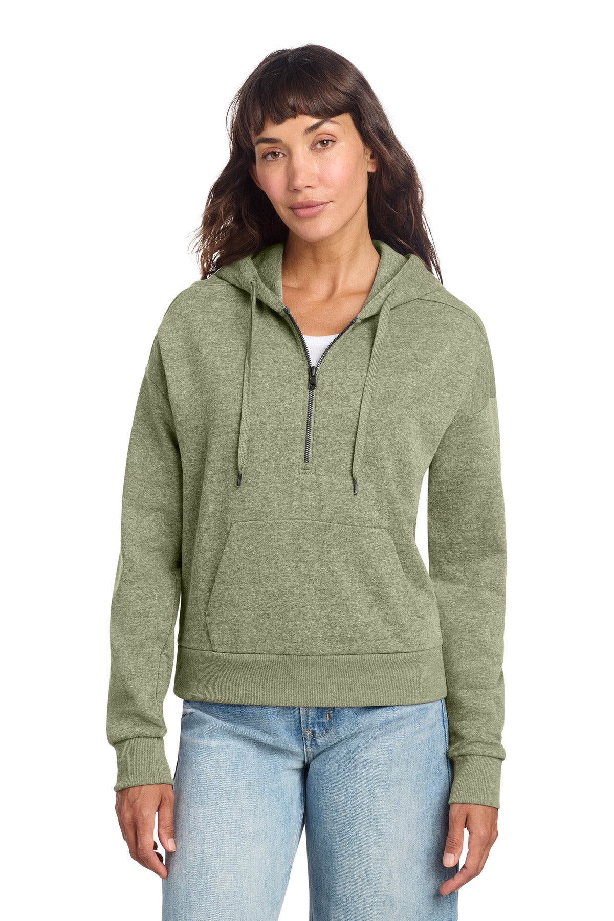 Custom Military Green Frost Perfect Tri Fleece 1/2-Zip Pullover DT1311, personalized by SanCanDo Swag in Argyle, TX