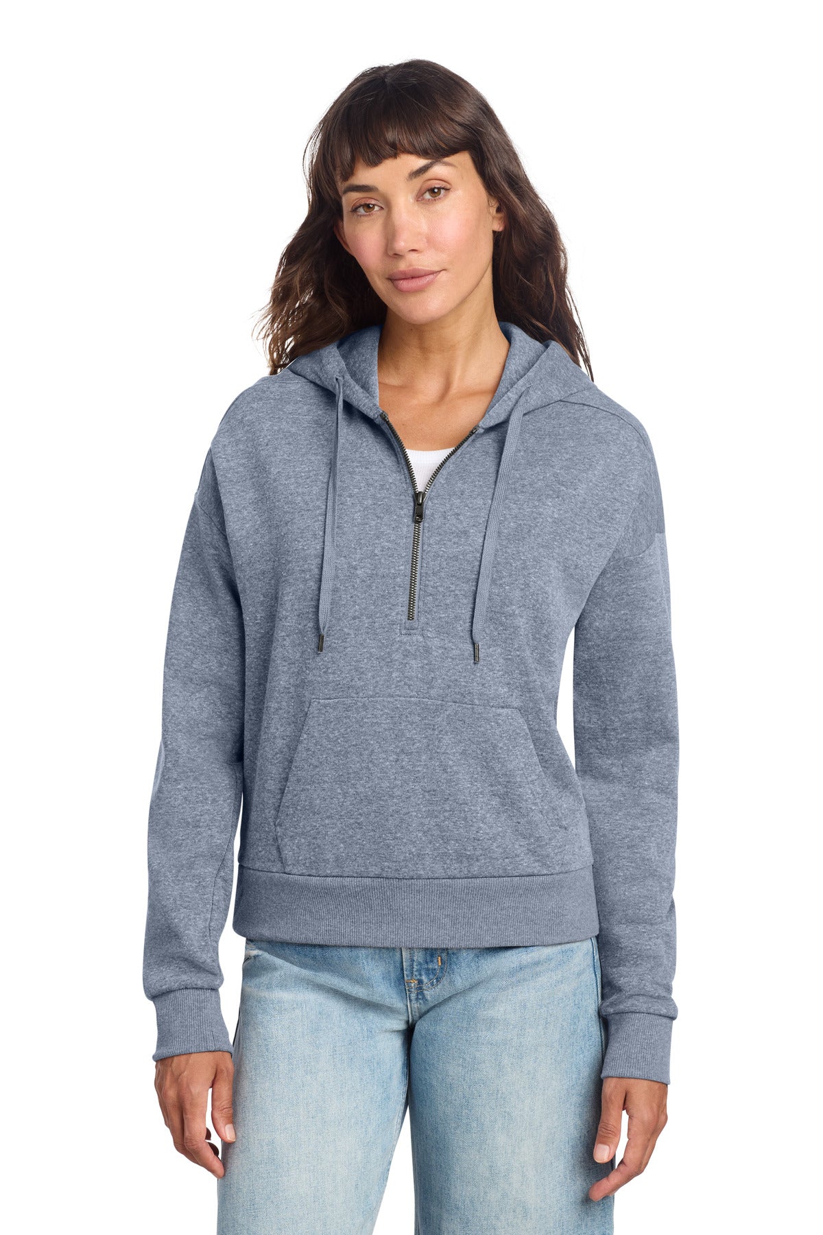 Custom Navy Frost Perfect Tri Fleece 1/2-Zip Pullover DT1311, personalized by SanCanDo Swag in Argyle, TX