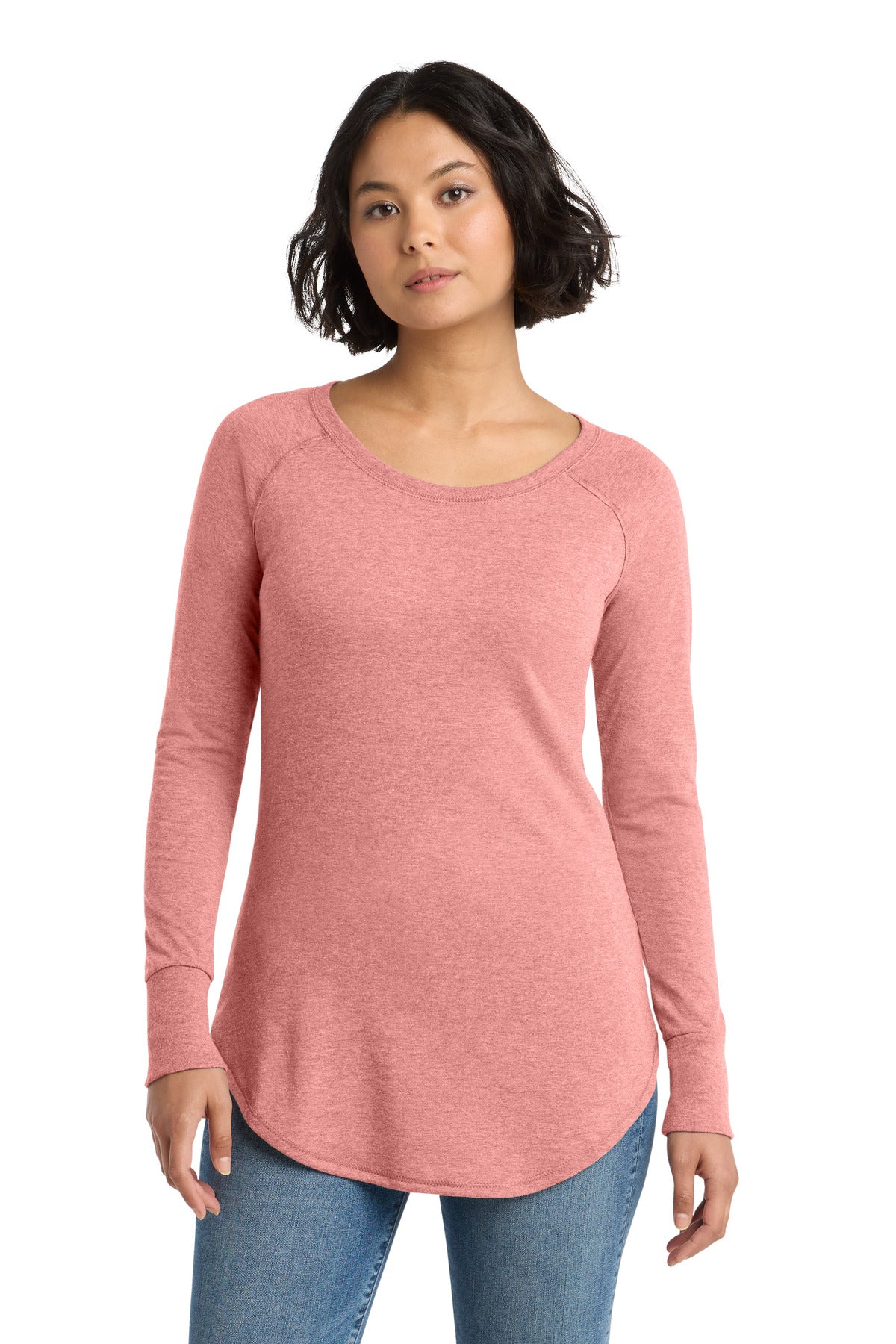 Custom Blush Frost Perfect Tri Long Sleeve Tunic Tee DT132L, personalized by SanCanDo Swag in Argyle, TX