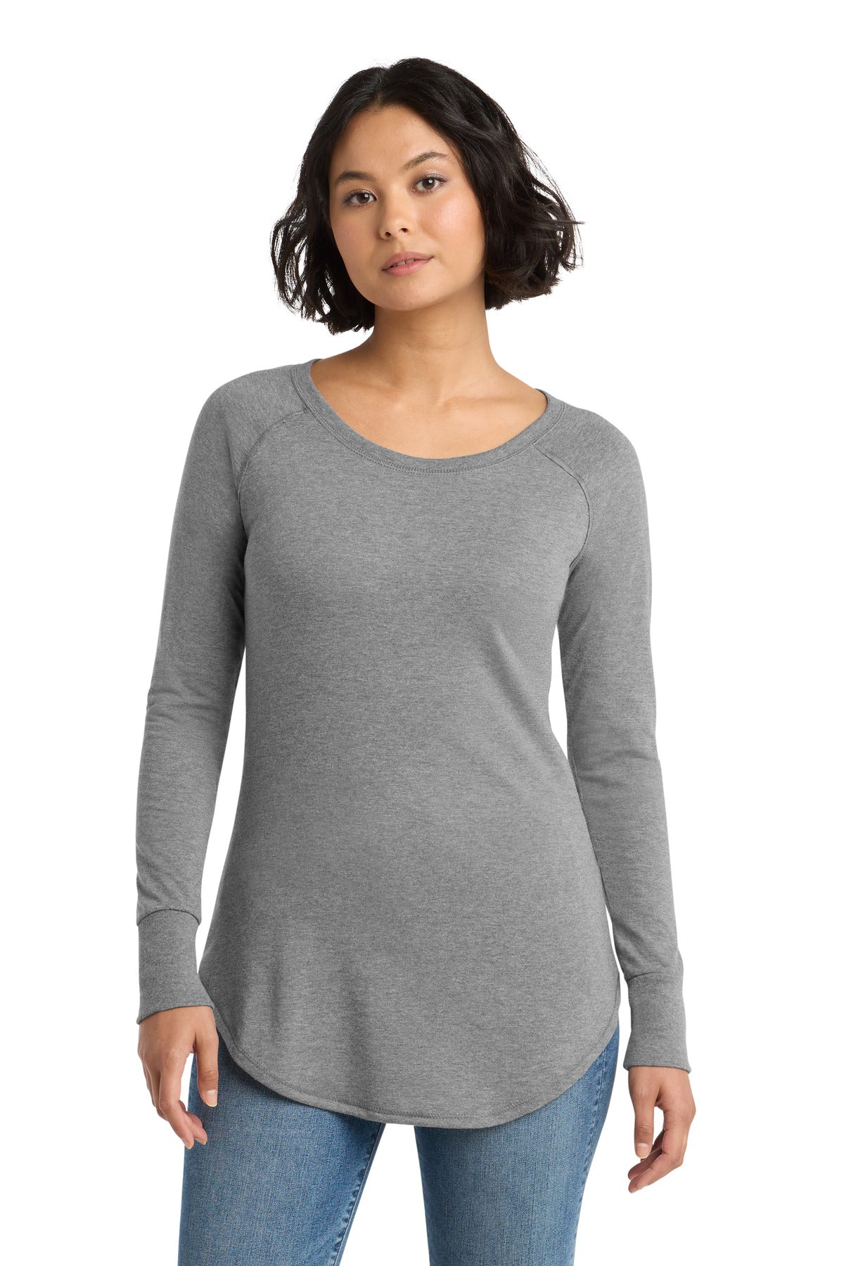 Custom Grey Frost Perfect Tri Long Sleeve Tunic Tee DT132L, personalized by SanCanDo Swag in Argyle, TX