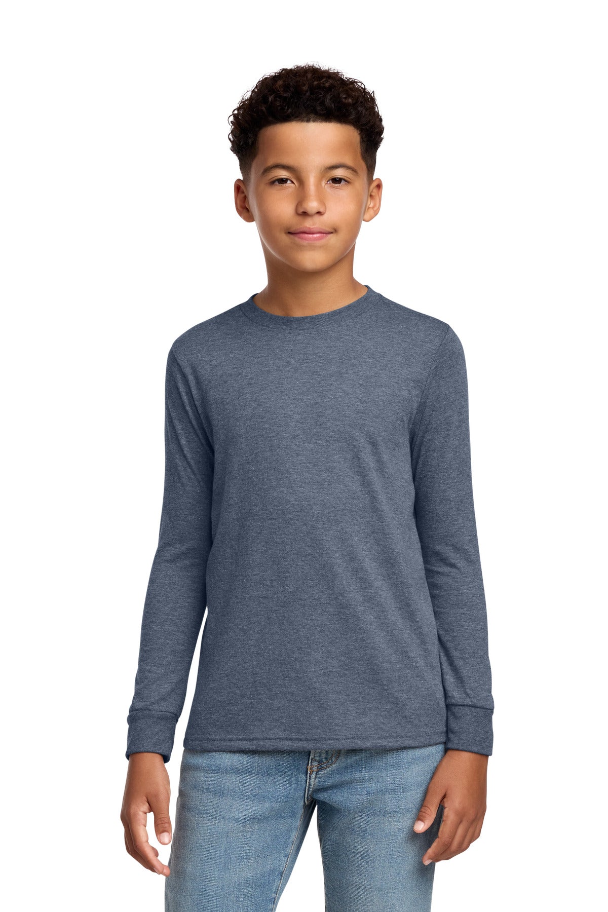 Custom Navy Frost Youth Perfect Tri Long Sleeve Tee DT132Y, personalized by SanCanDo Swag in Argyle, TX