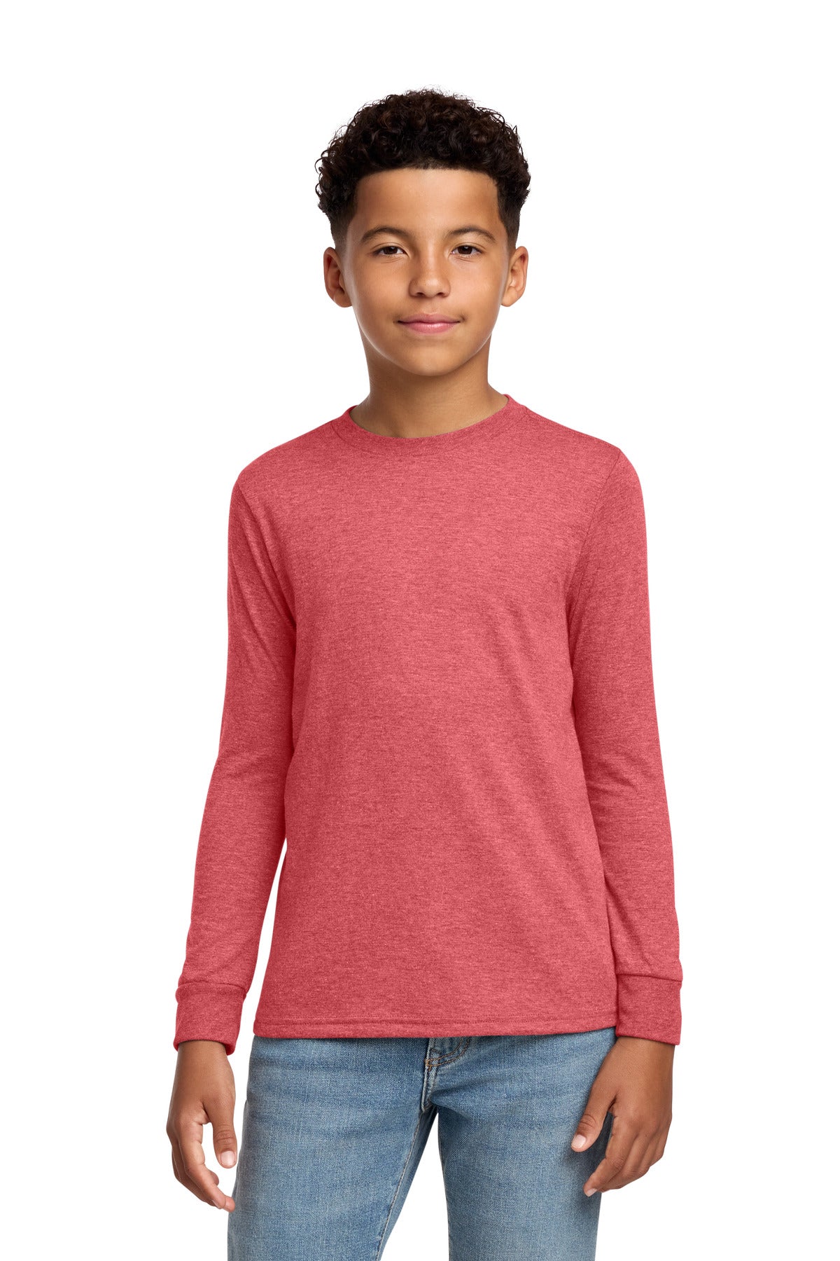 Custom Red Frost Youth Perfect Tri Long Sleeve Tee DT132Y, personalized by SanCanDo Swag in Argyle, TX