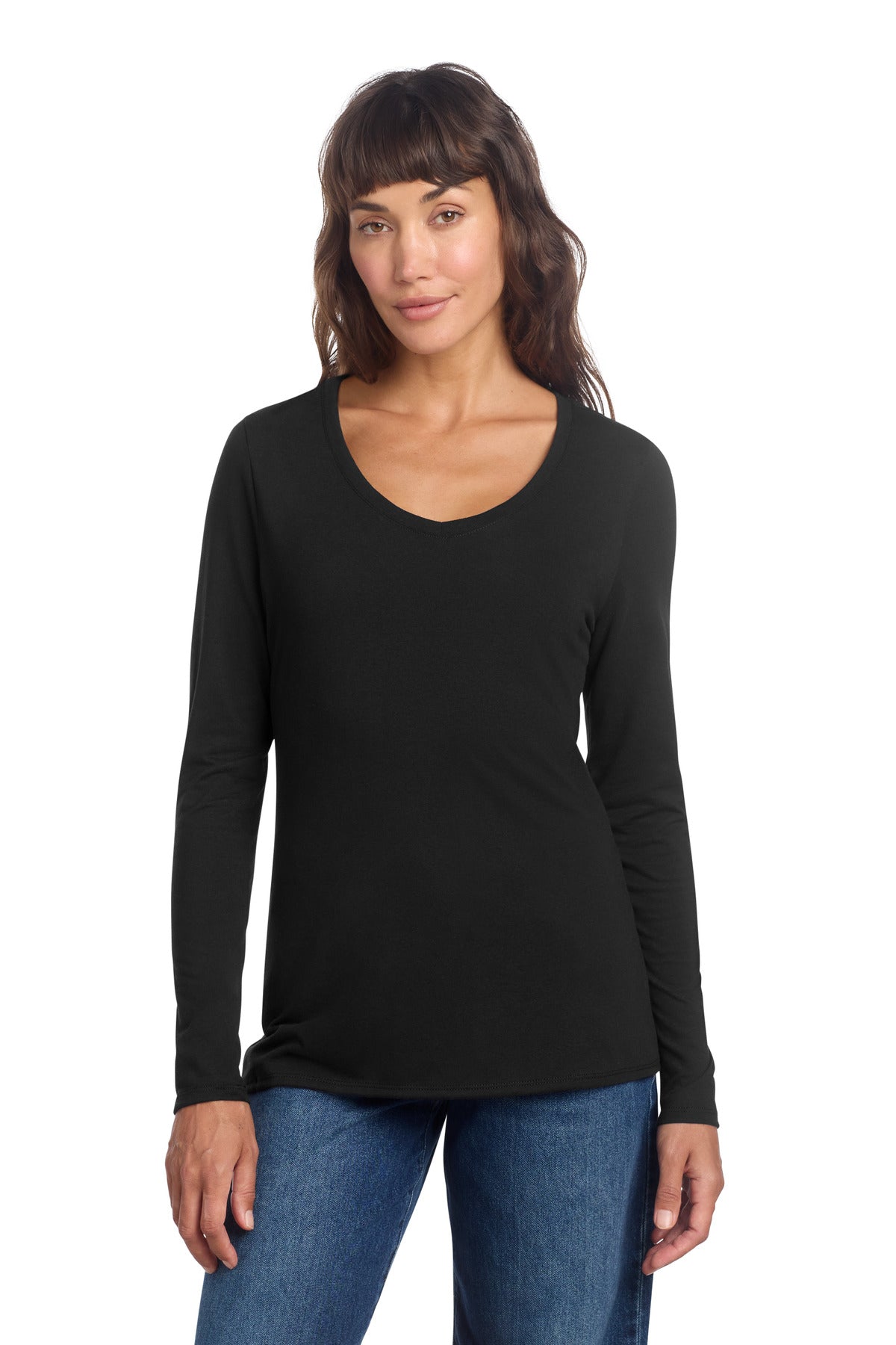 Custom Black Perfect Tri Long Sleeve V-Neck Tee DT135, personalized by SanCanDo Swag in Argyle, TX