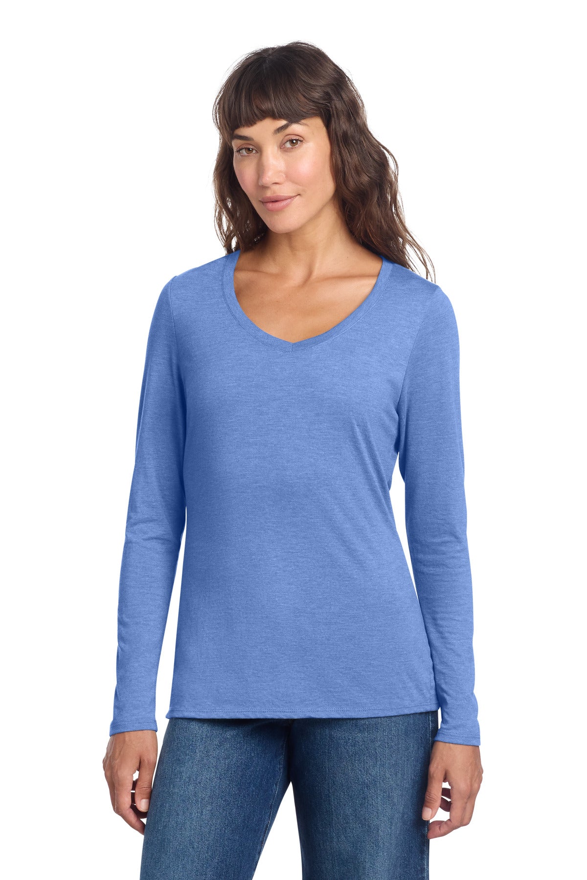 Custom Maritime Frost Perfect Tri Long Sleeve V-Neck Tee DT135, personalized by SanCanDo Swag in Argyle, TX