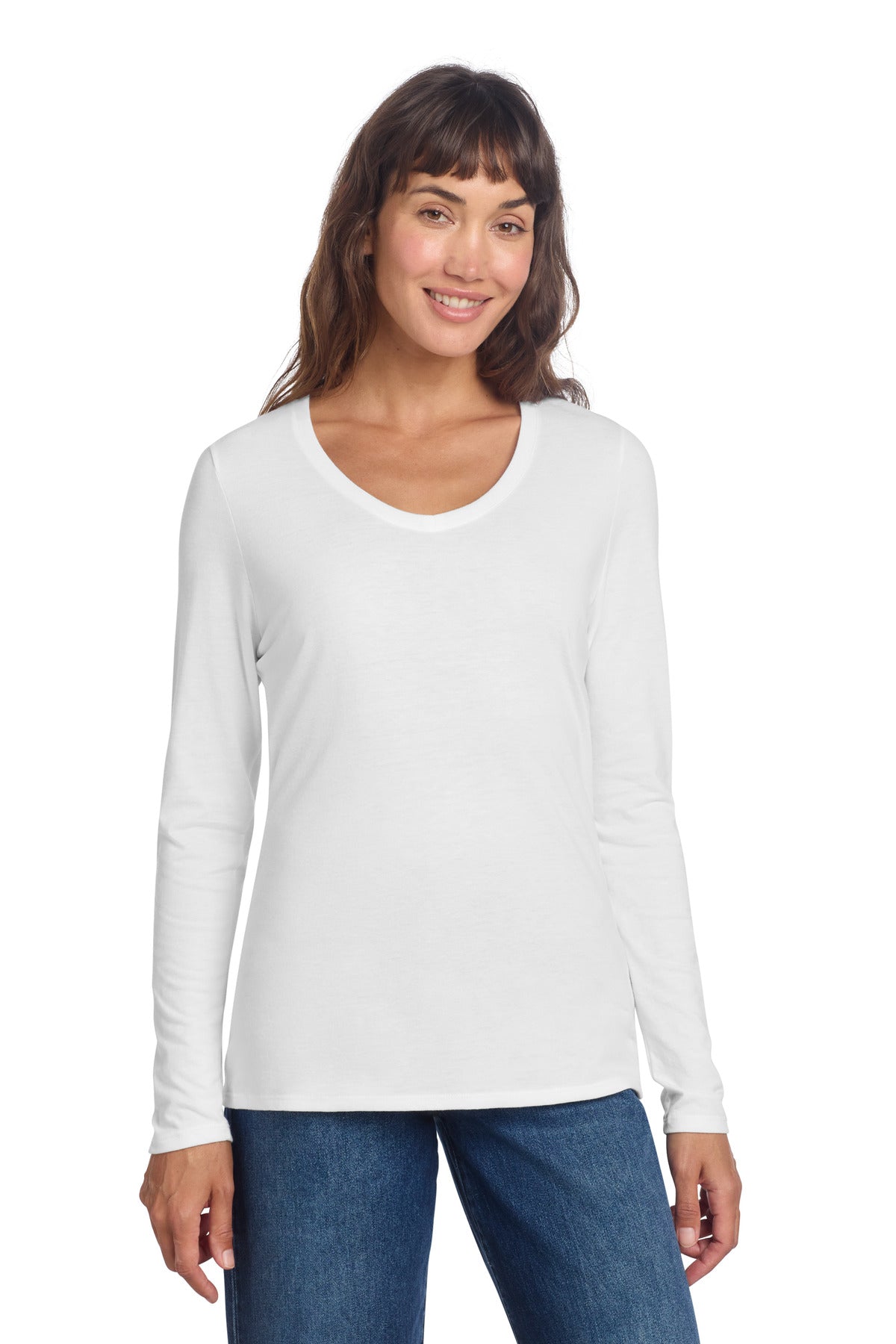 Custom White Perfect Tri Long Sleeve V-Neck Tee DT135, personalized by SanCanDo Swag in Argyle, TX