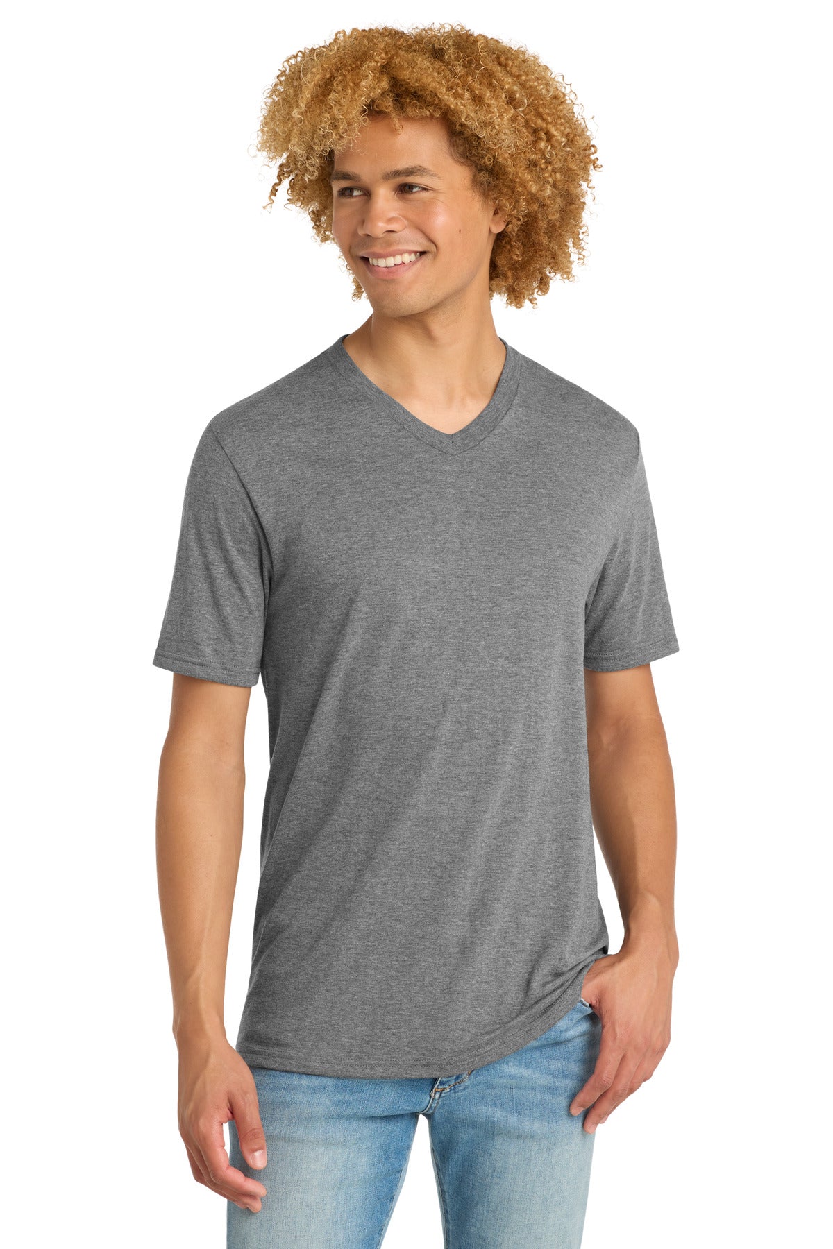 Custom Grey Frost Perfect Tri V-Neck Tee DT1350, personalized by SanCanDo Swag in Argyle, TX